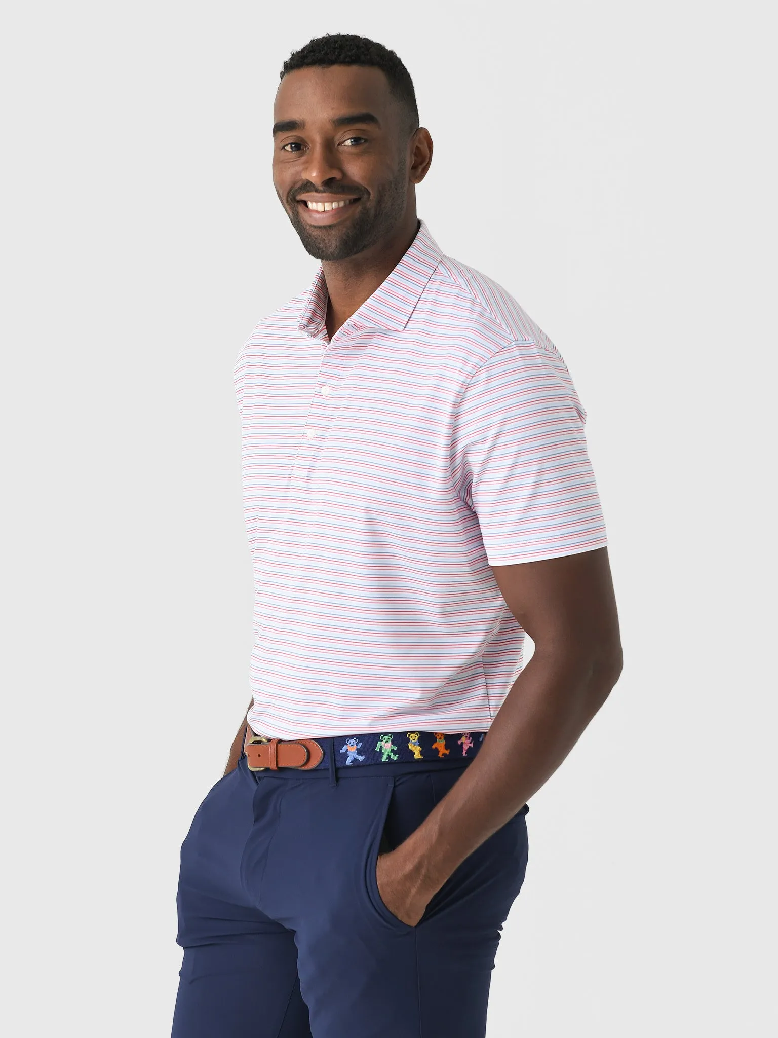 Johnnie-O Men's Kamdon Striped Jersey Performance Polo sold by Saint Bernard product image thumbnail 3