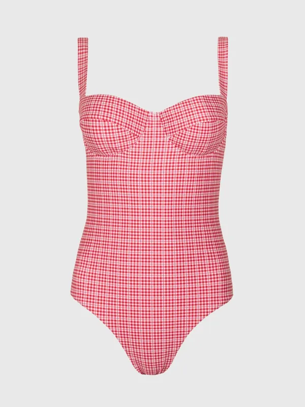 Minnow Women's Poppy Gingham One-Piece Swimsuit made by minnow