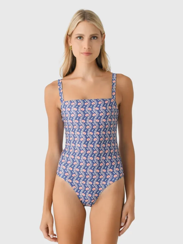 Minnow Women's Navy Primrose Low Back One-Piece Swimsuit made by minnow