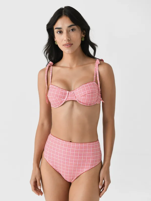 Minnow Women's Poppy Gingham Bikini Top made by minnow