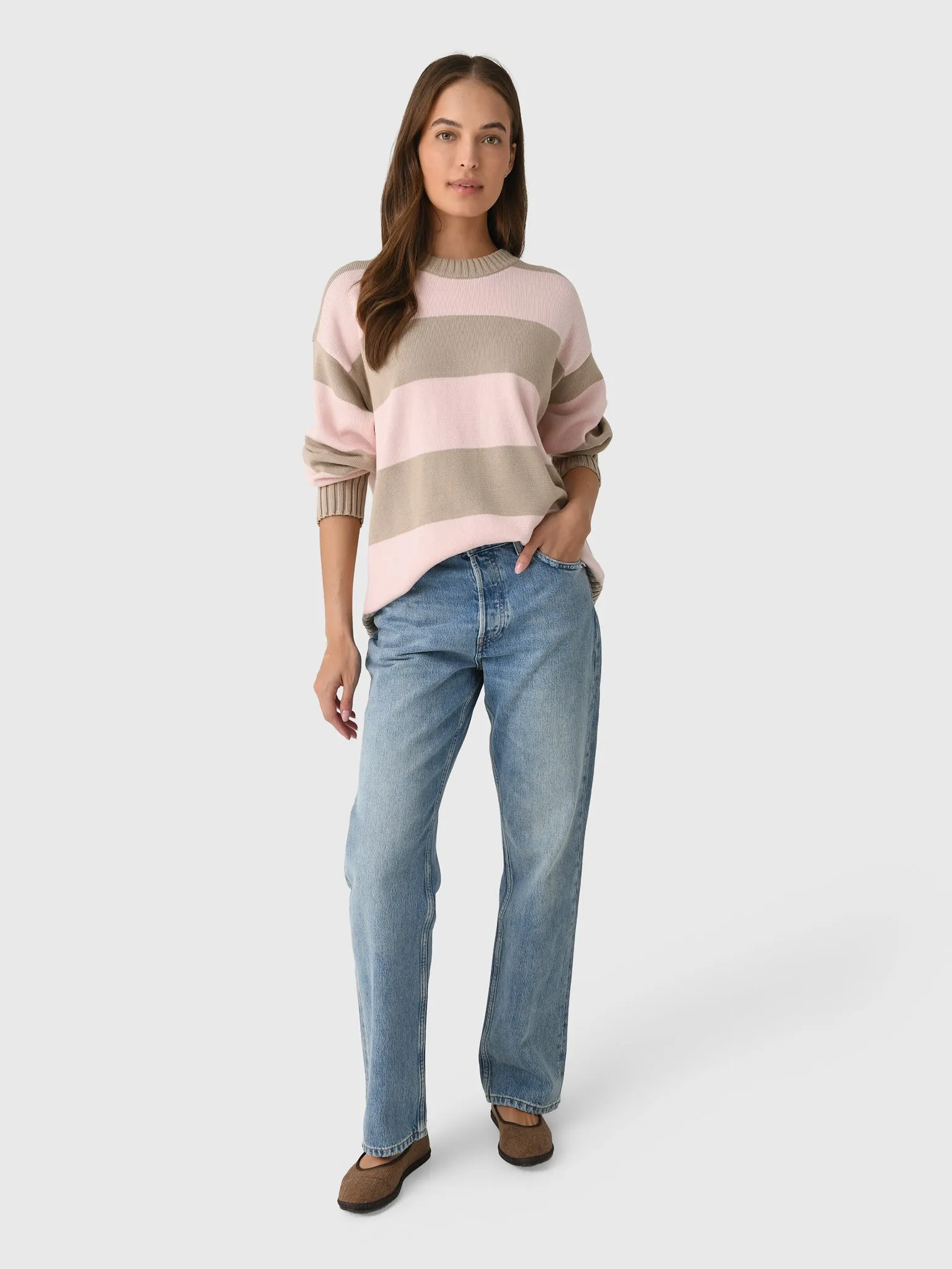 DONNI. Women's The Cotton Knit Stripe Crewneck Sweater sold by Saint Bernard product image thumbnail 2