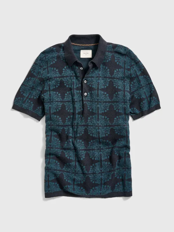 Billy Reid Men's Tile Jacquard Sweater Polo made by Billy Reid
