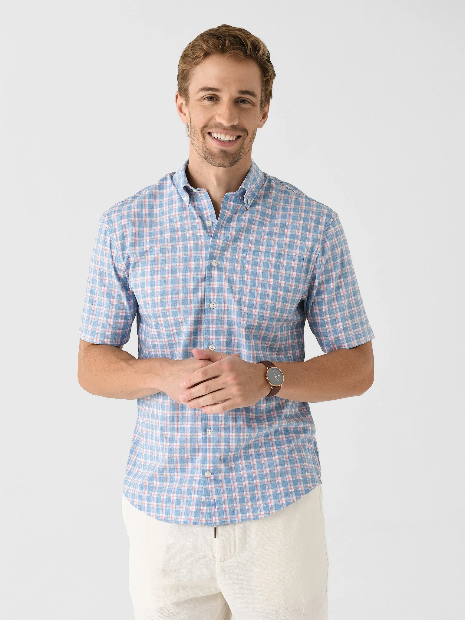 Johnnie-O Men's Dane Short Sleeve Performance Button-Down Shirt sold by Saint Bernard