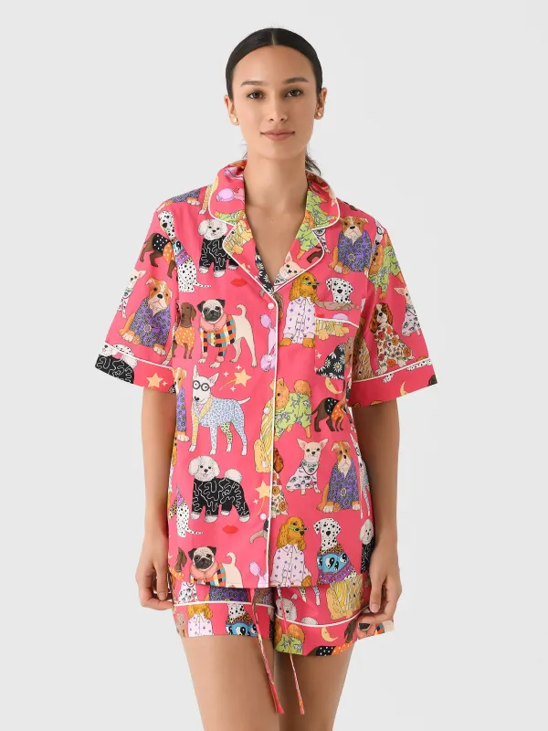 Karen Mabon Women's Fashion Dogs Shorts Pajama Set made by Saint Bernard