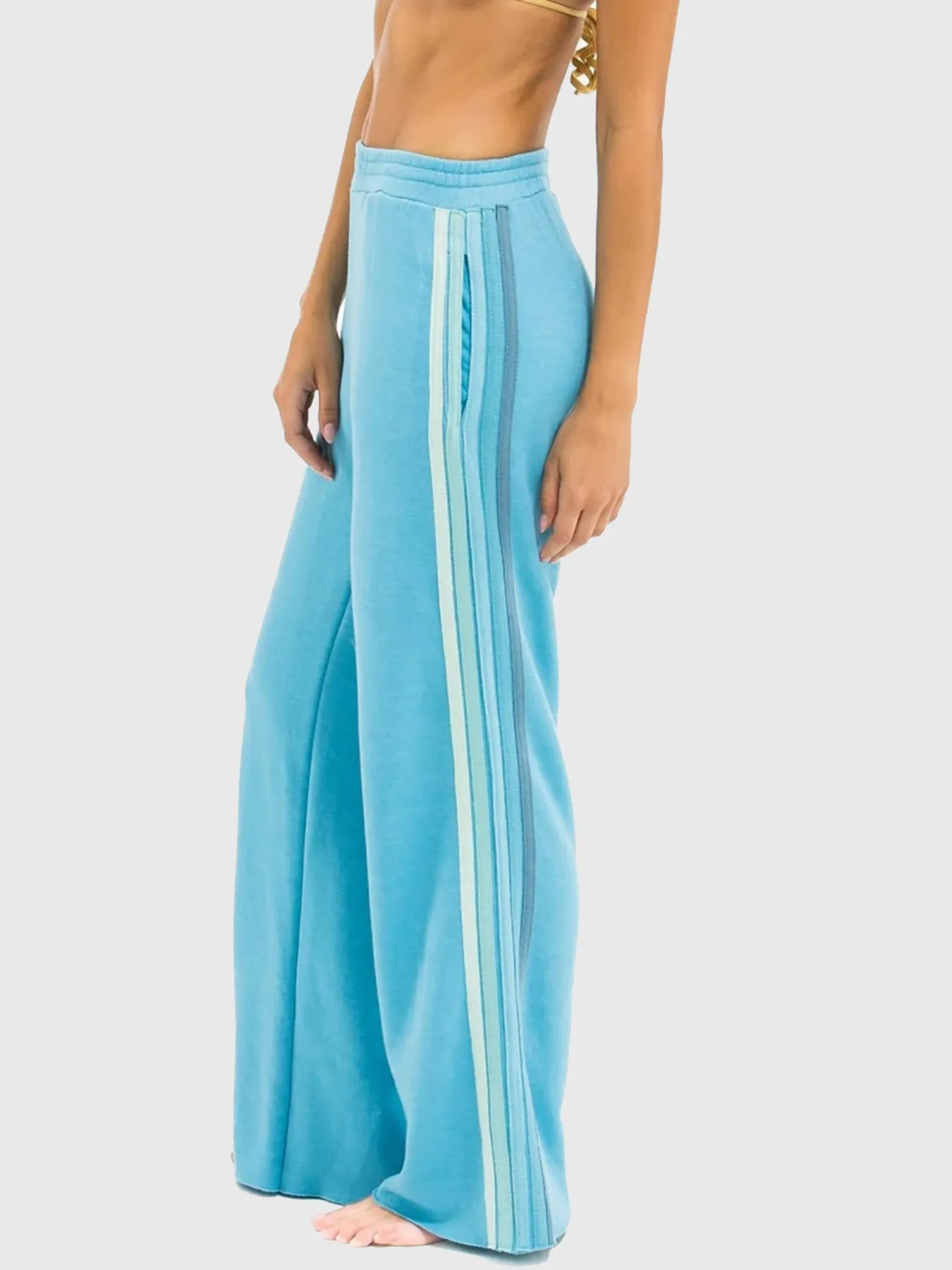 Aviator Nation Women's 5 Stripe Wide Leg Pocket Sweatpant sold by Saint Bernard product image thumbnail 2