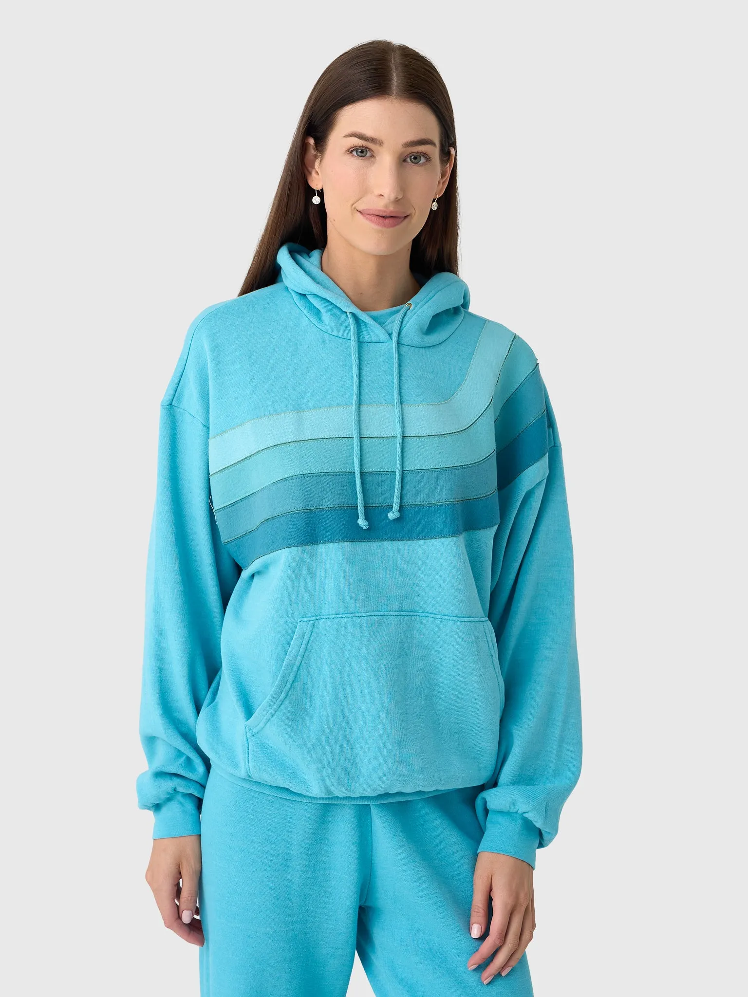 Aviator Nation Women's Wave Stripe 4 Relaxed Pullover Hoodie sold by Saint Bernard