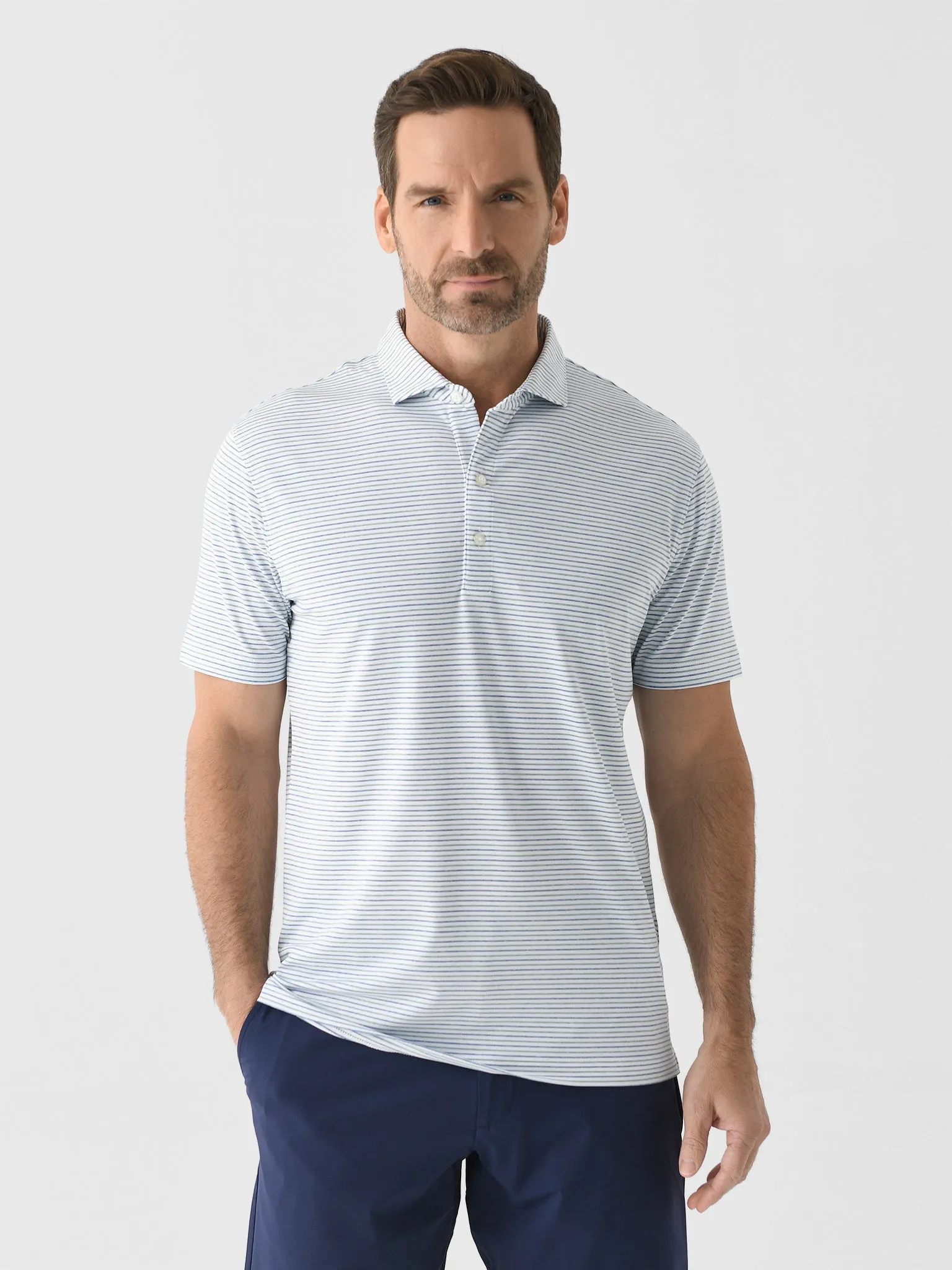 Johnnie-O Men's Vik Striped Jersey Performance Polo sold by Saint Bernard product image thumbnail 5