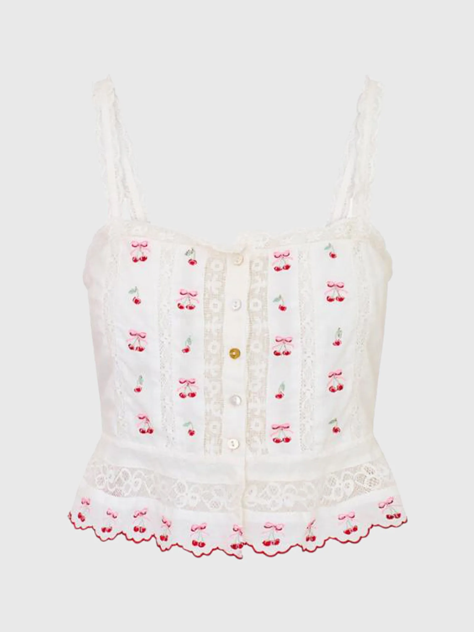LoveShackFancy Women's Vietta Cotton Cherry Top sold by Saint Bernard