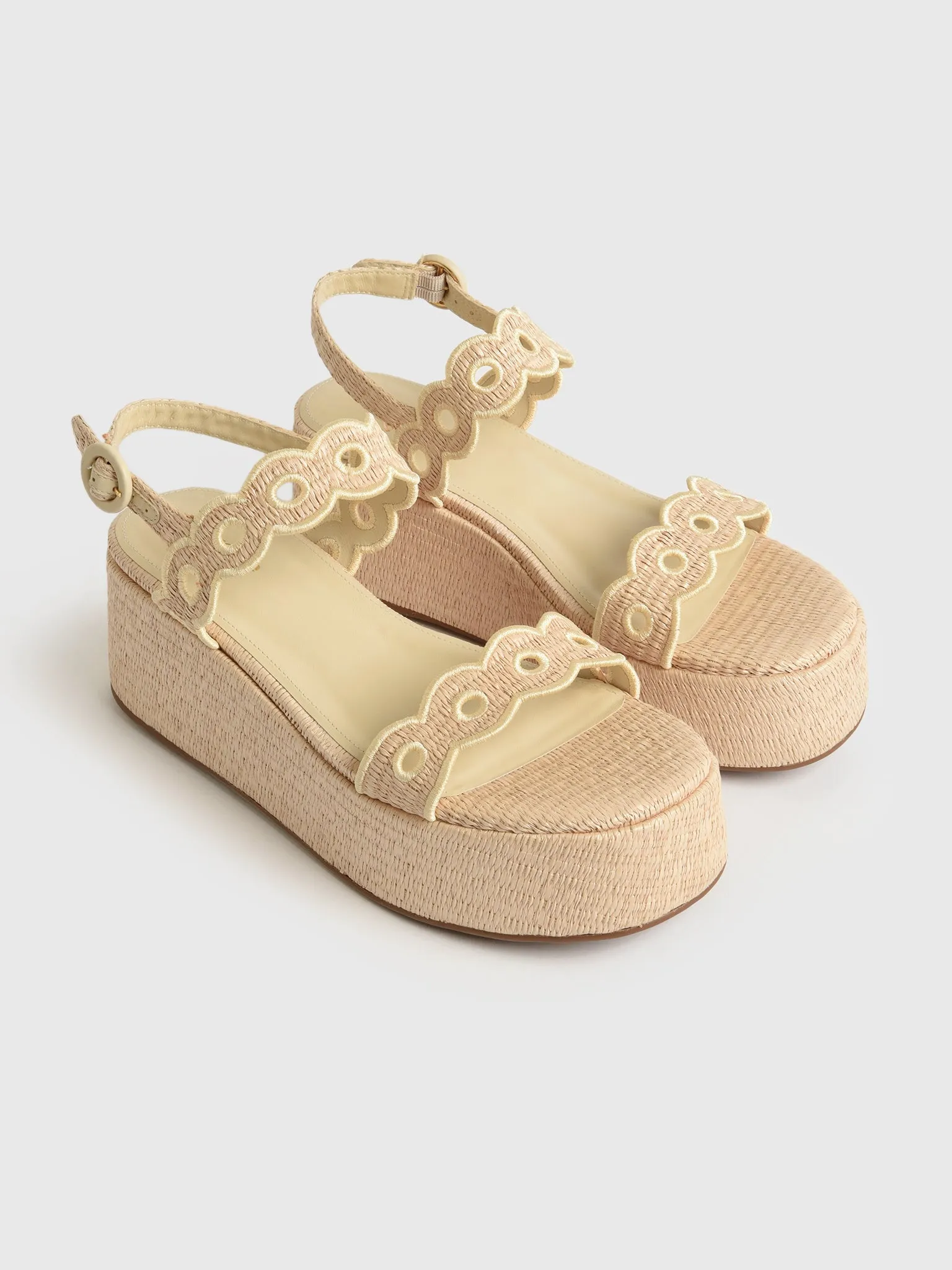 Larroude Women's Florence Broderie Flatform Sandal sold by Saint Bernard