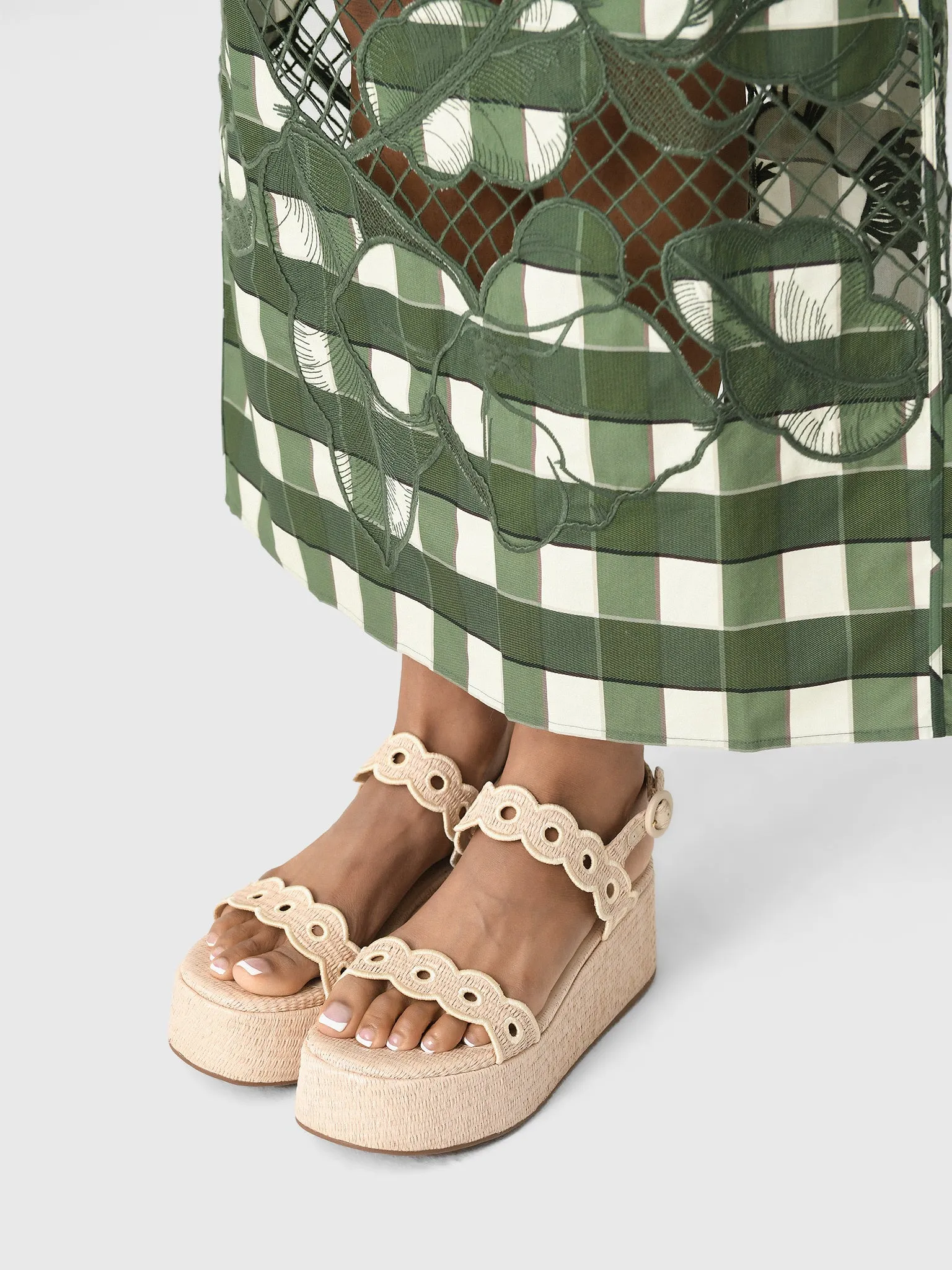 Larroude Women's Florence Broderie Flatform Sandal sold by Saint Bernard product image thumbnail 2