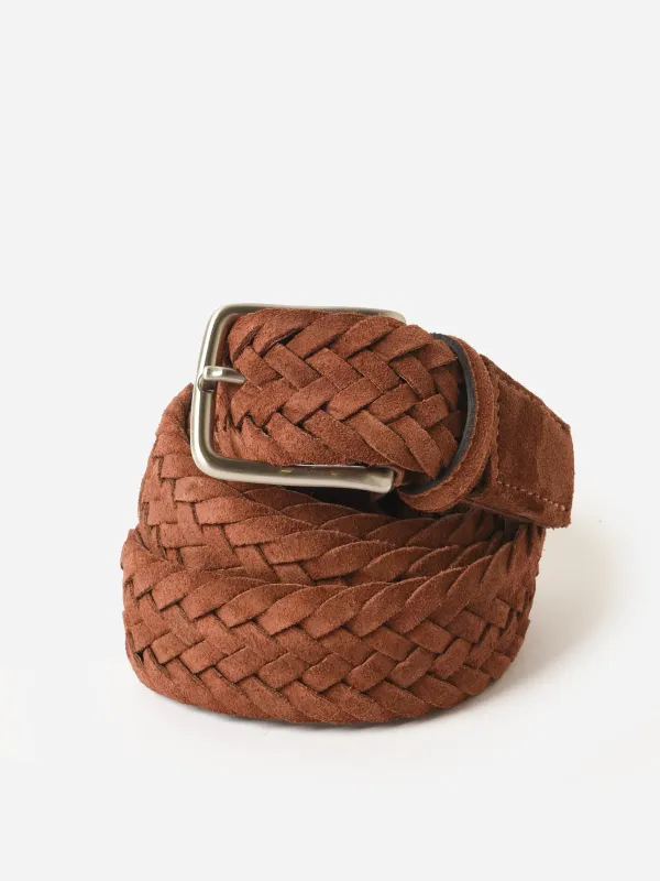 W. Kleinberg Men's Woven Italian Suede Belt sold by Saint Bernard