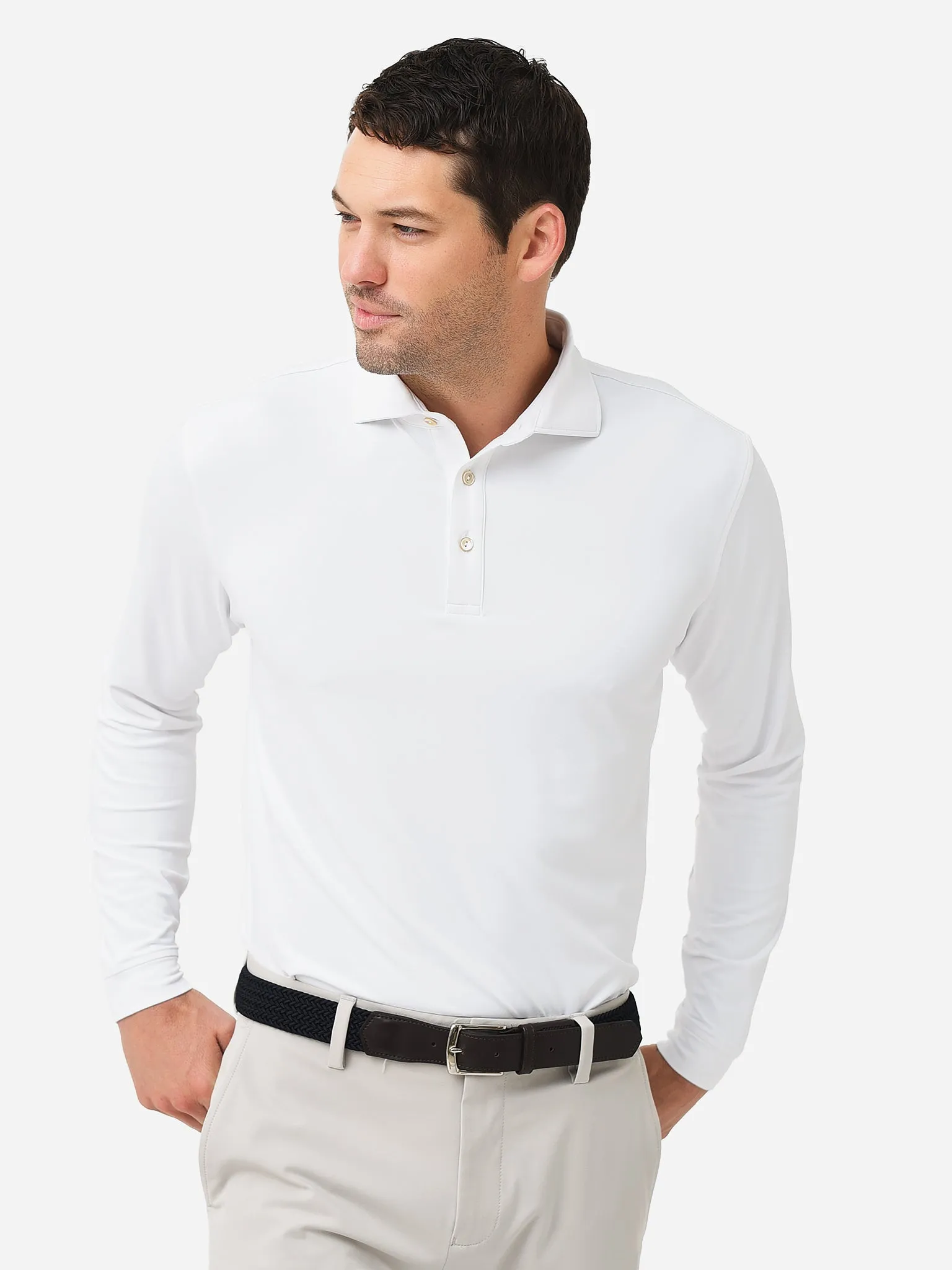 Peter Millar Crown Sport Men's Lyons Long-Sleeve Performance Jersey Polo sold by Saint Bernard