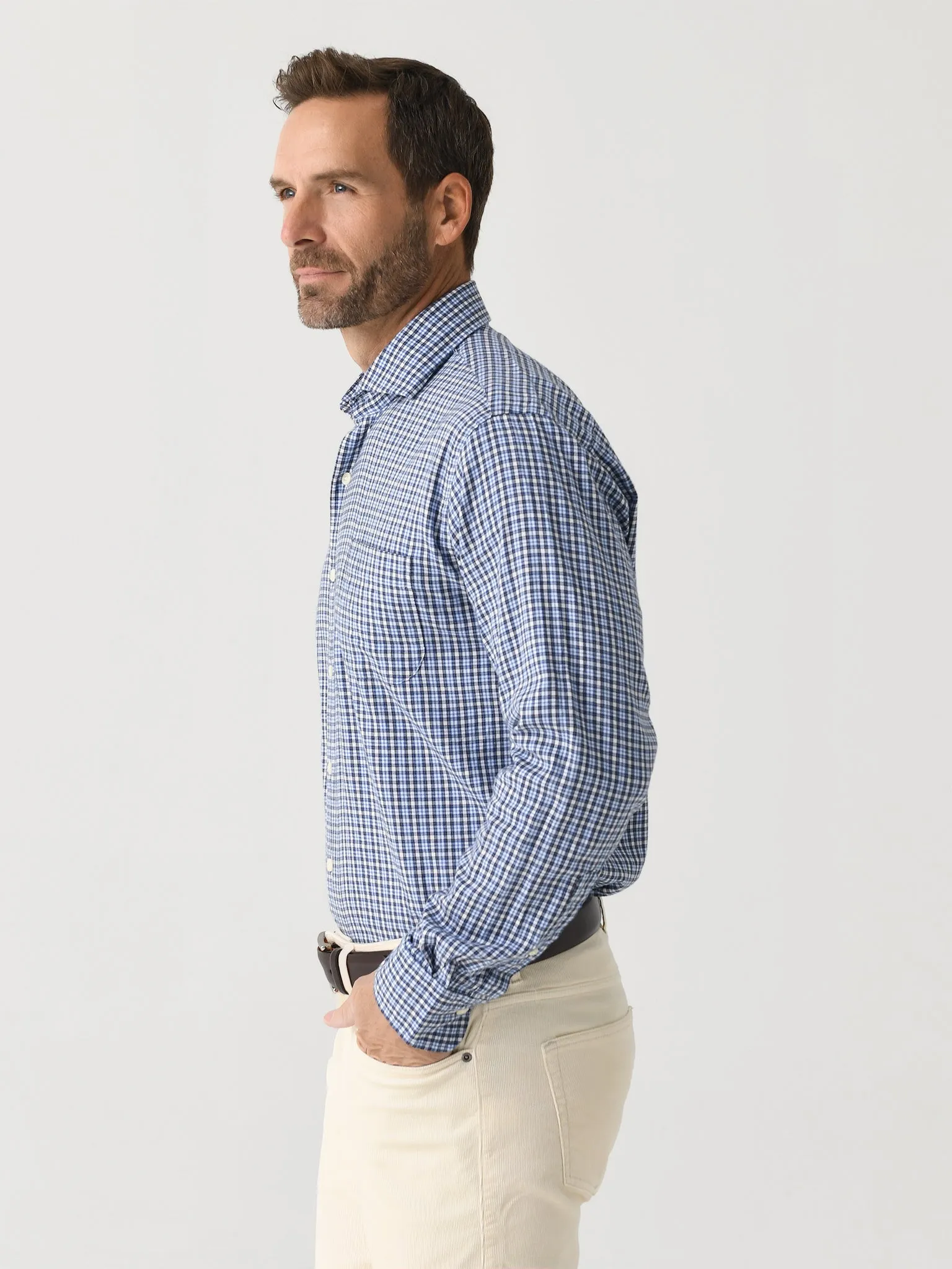 Peter Millar Crown Men's Welland Flannelite Cotton-Stretch Sport Shirt sold by Saint Bernard product image thumbnail 3