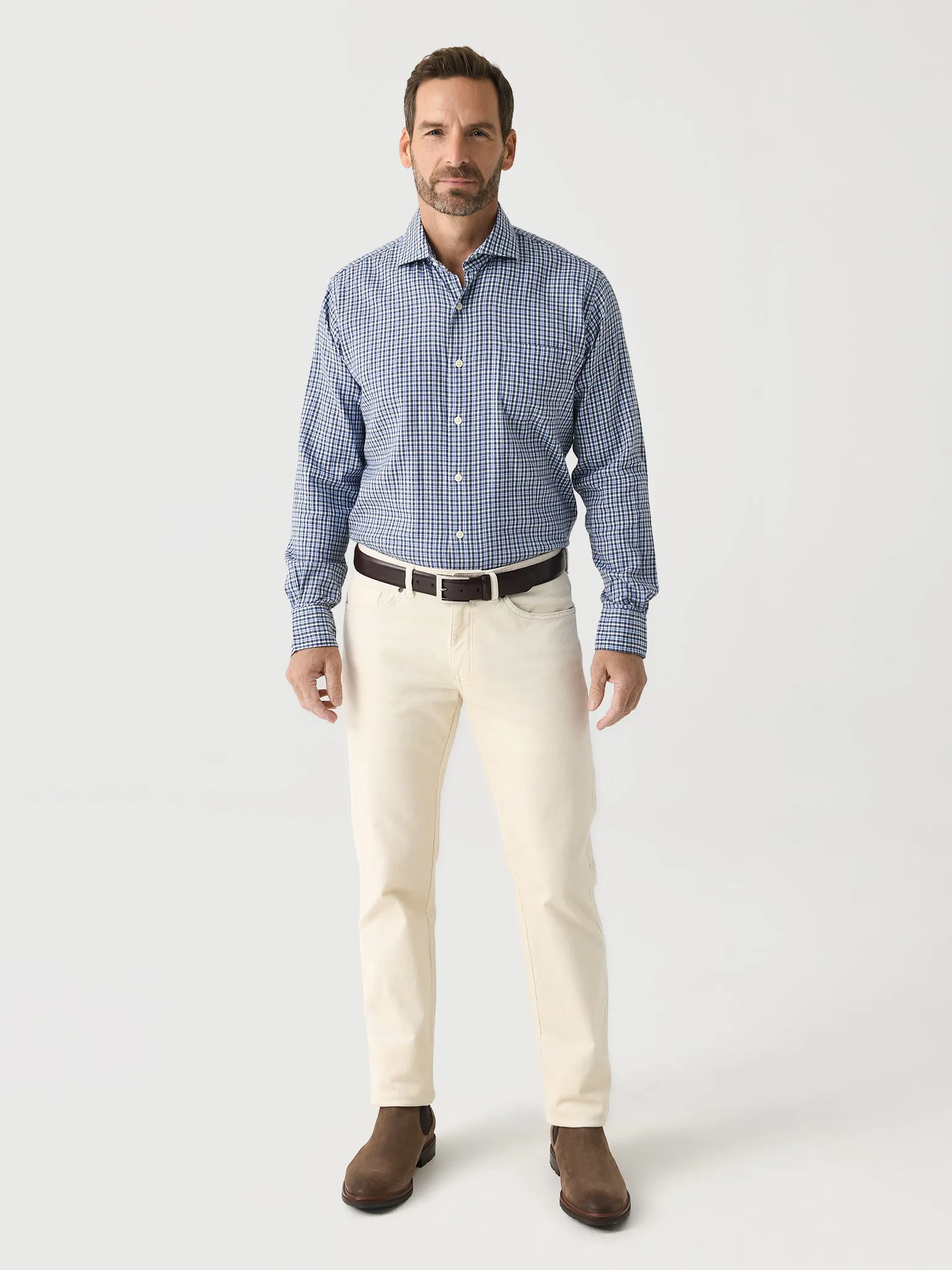 Peter Millar Crown Men's Welland Flannelite Cotton-Stretch Sport Shirt sold by Saint Bernard product image thumbnail 2