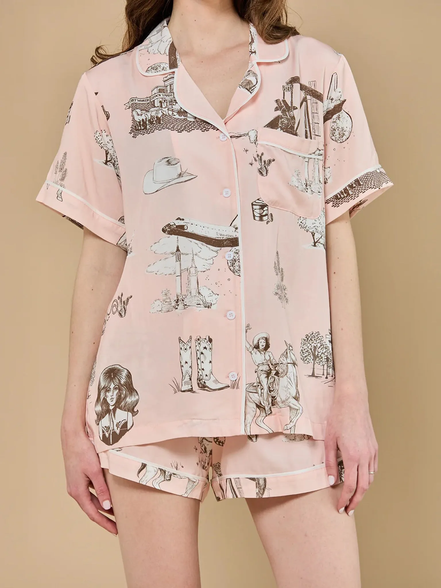 Katie Kime Women's Texas Toile Pajama Set sold by Saint Bernard