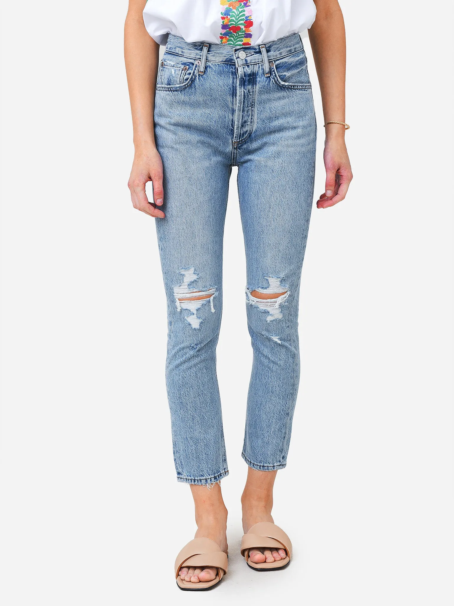 Agolde Women's Riley High Rise Straight Crop Jean sold by Saint Bernard