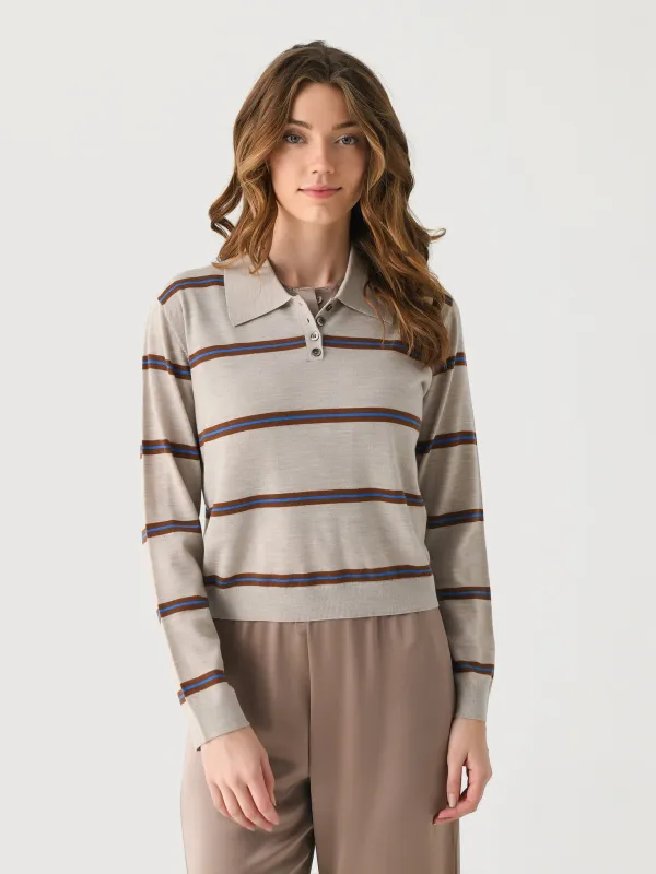 Leset Women's James Stripe Polo made by Leset