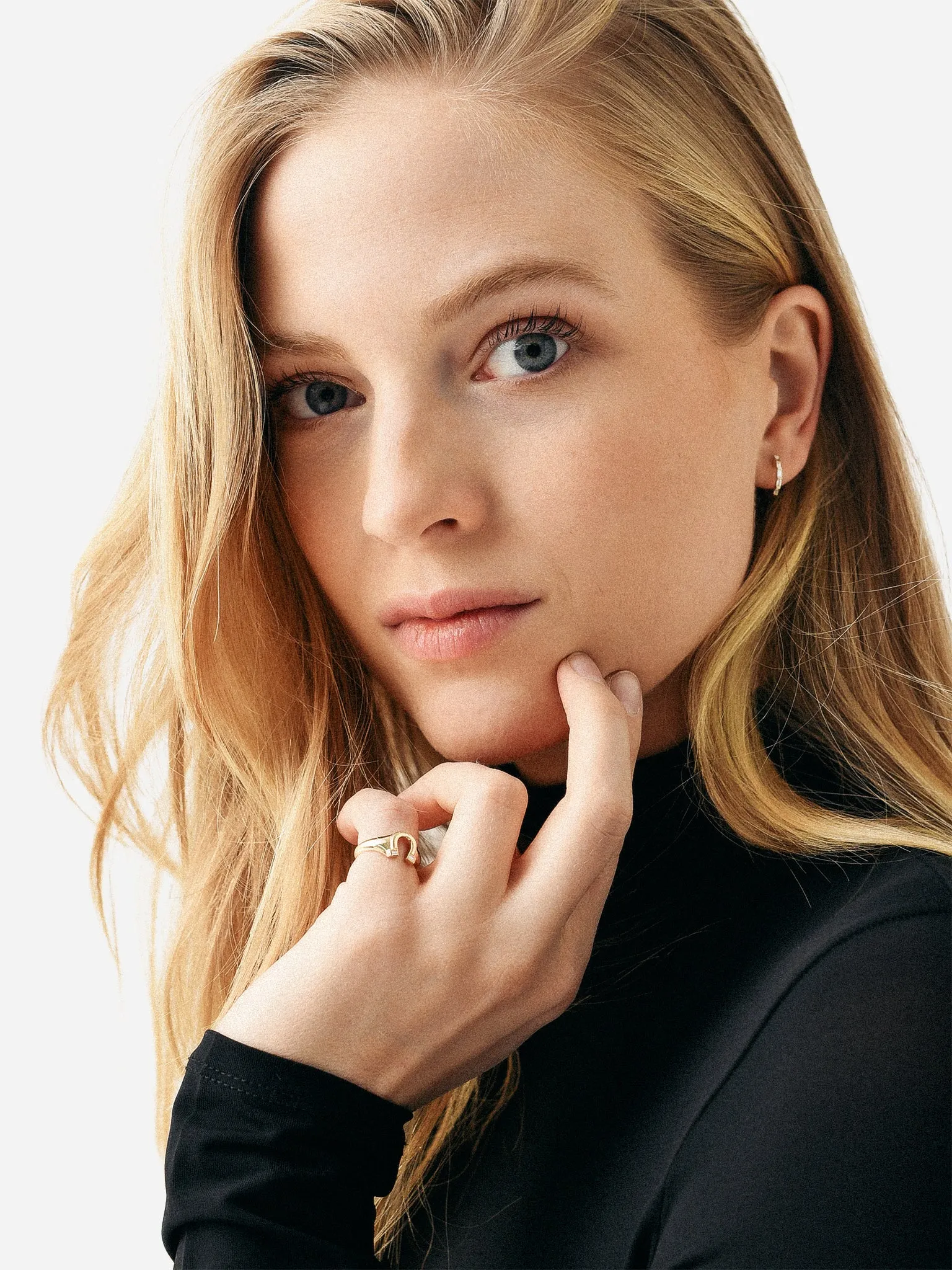 EF Collection Women's Diamond Baguette Huggie Earrings sold by Saint Bernard product image thumbnail 2