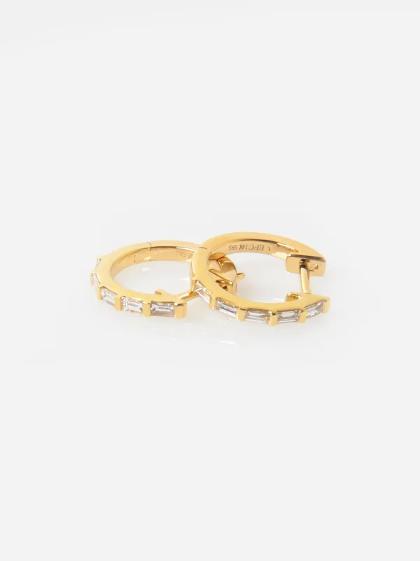 EF Collection Women's Diamond Baguette Huggie Earrings sold by Saint Bernard