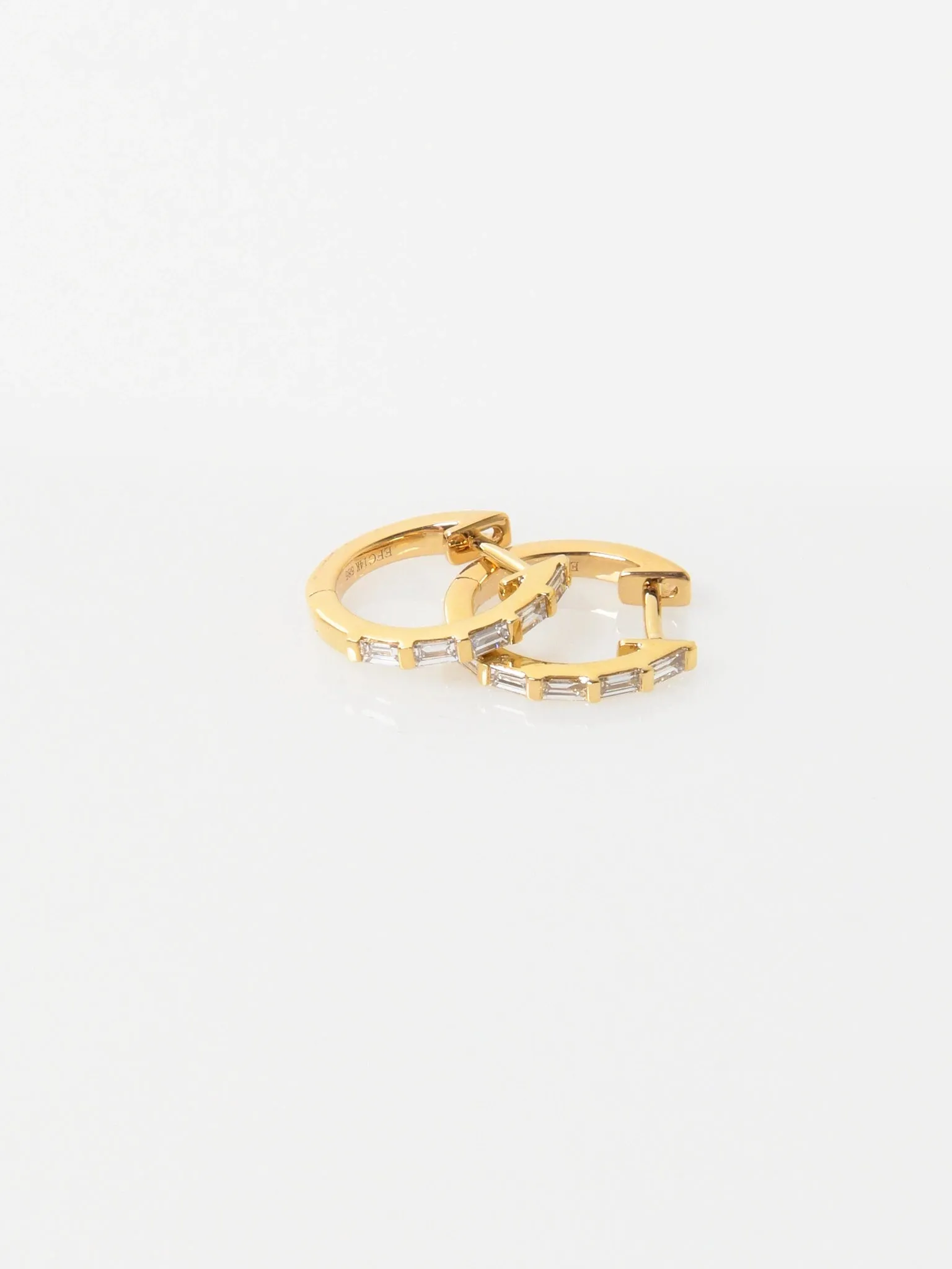 EF Collection Women's Diamond Baguette Huggie Earrings sold by Saint Bernard product image thumbnail 3