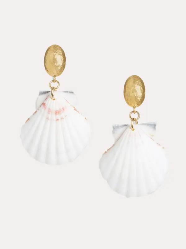Neely Phelan Scallop Shell Drop Earrings made by Saint Bernard