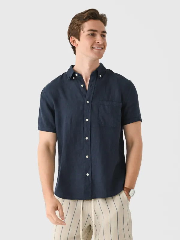 Billy Reid Men's Short Sleeve Tuscumbia Linen Shirt sold by Saint Bernard