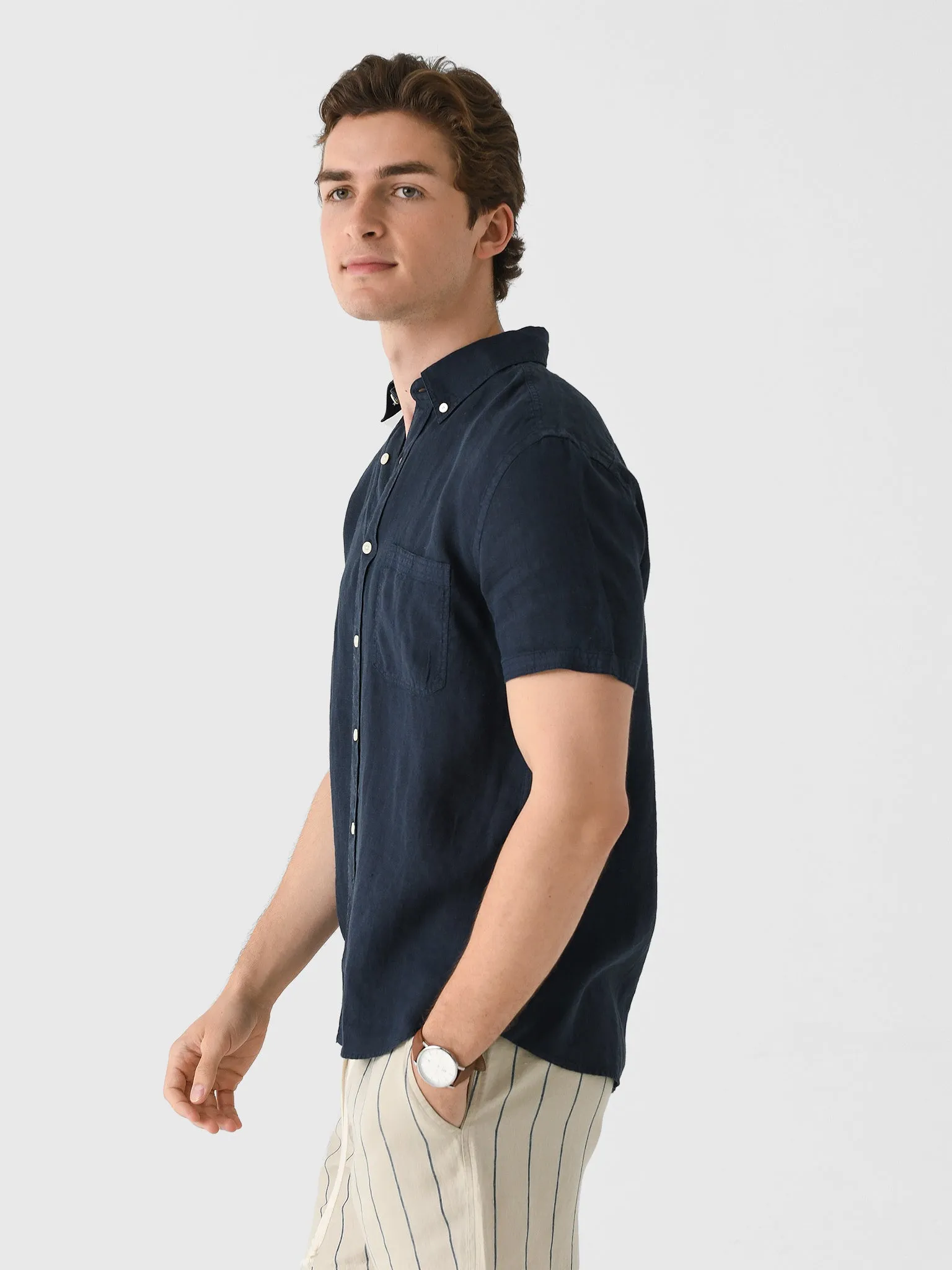 Billy Reid Men's Short Sleeve Tuscumbia Linen Shirt sold by Saint Bernard product image thumbnail 3
