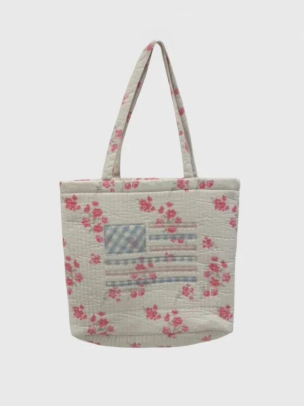 LoveShackFancy Henderson Cotton Floral Flag Tote made by LoveShackFancy