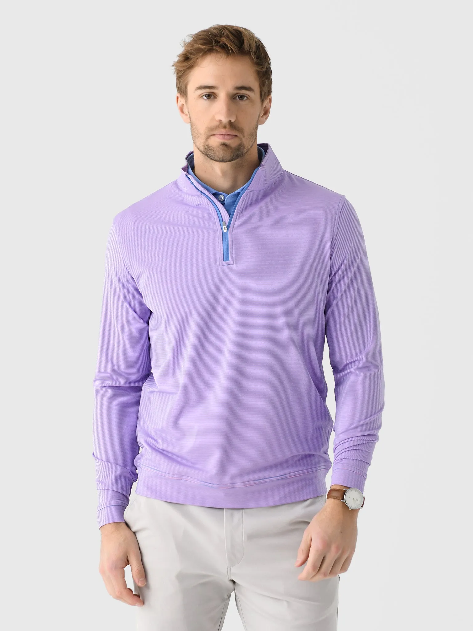 Peter Millar Crown Sport Men's Perth Sugar Stripe Performance Quarter-Zip sold by Saint Bernard
