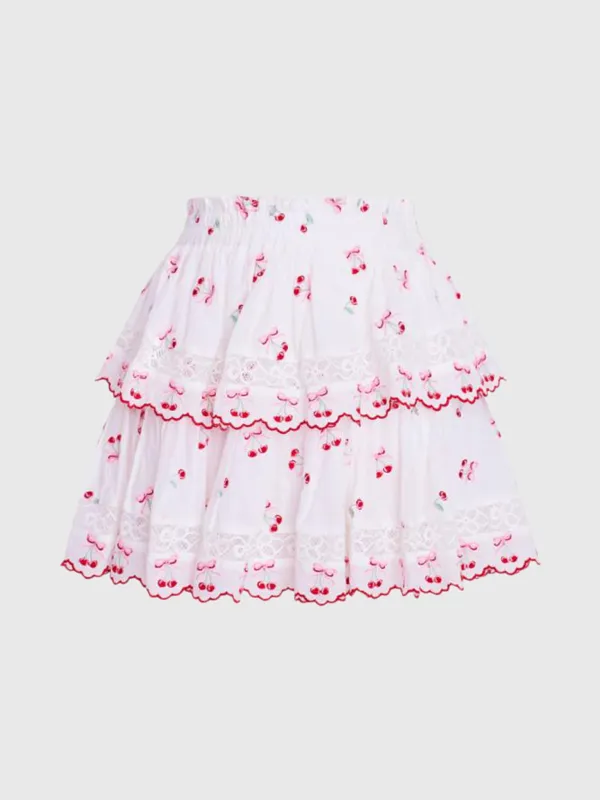 LoveShackFancy Women's Ruffle Mini Cherry Skirt sold by Saint Bernard