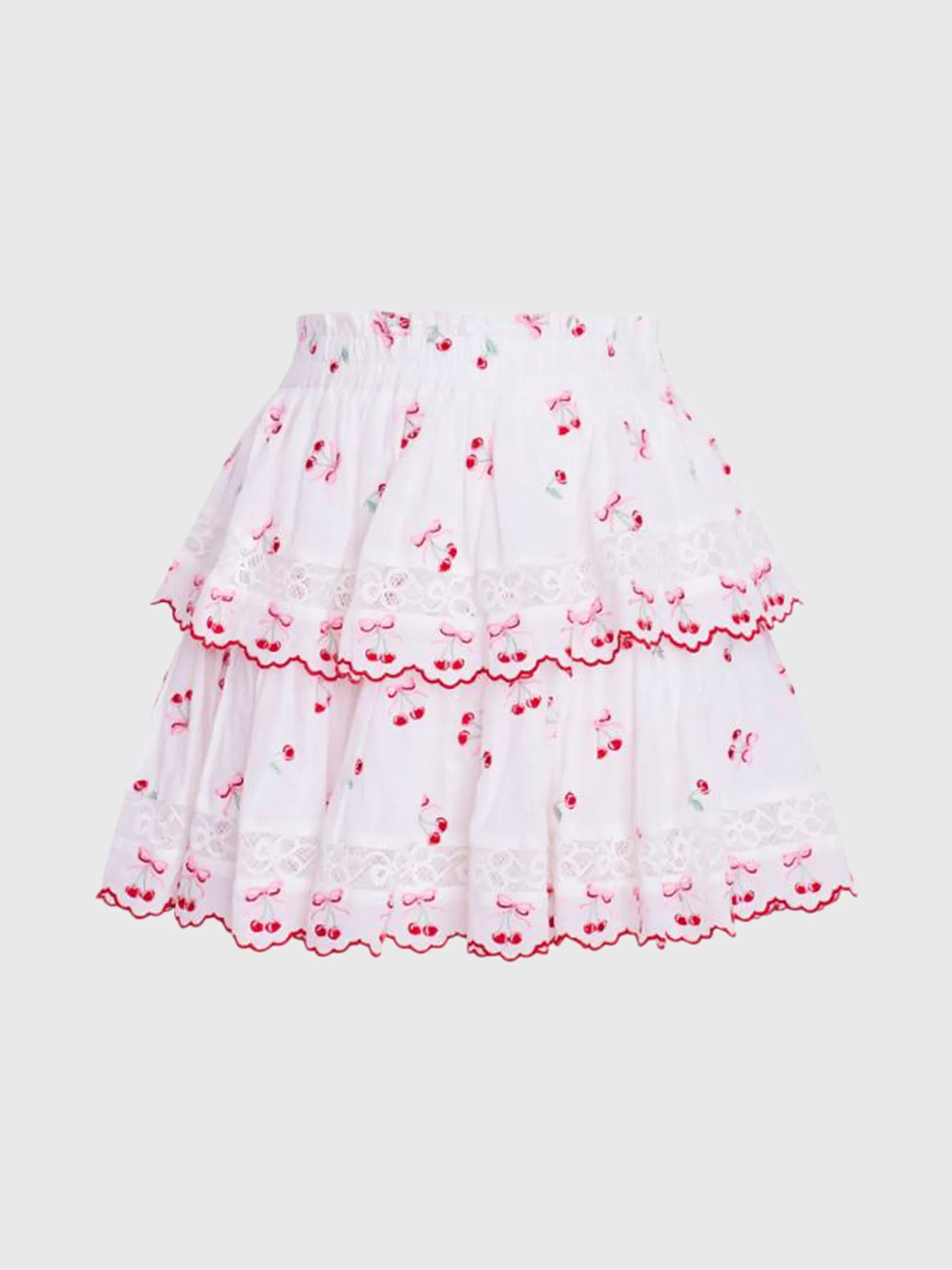 LoveShackFancy Women's Ruffle Mini Cherry Skirt sold by Saint Bernard