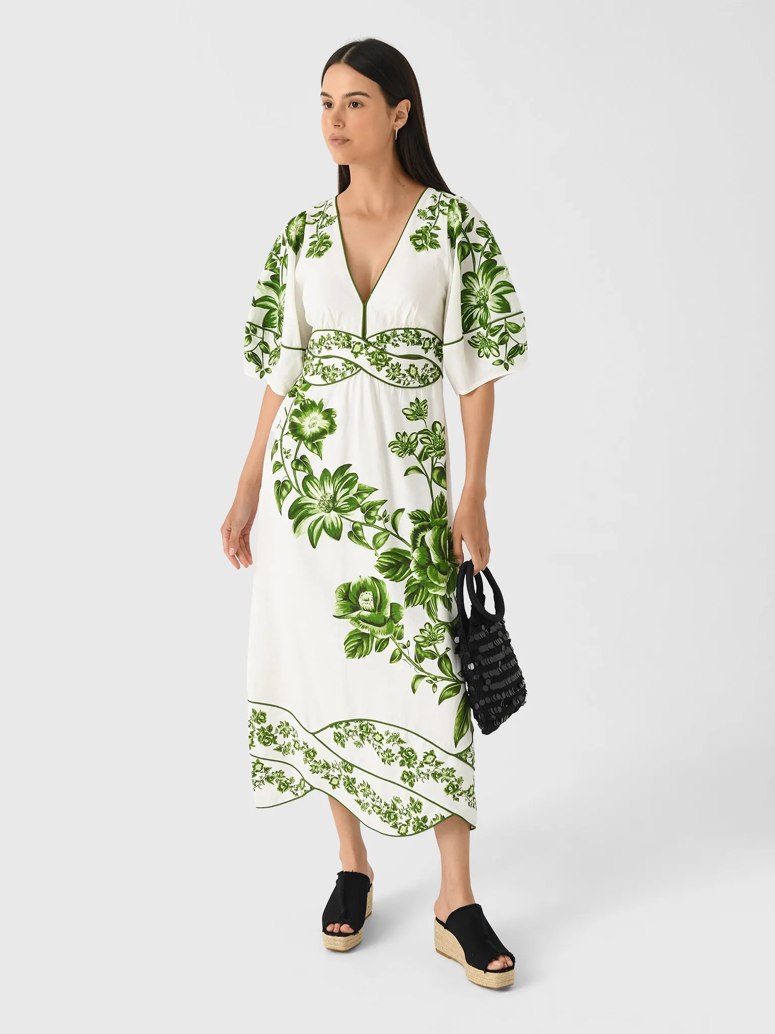 Farm Rio Women's Floral Cascade Midi Dress sold by Saint Bernard