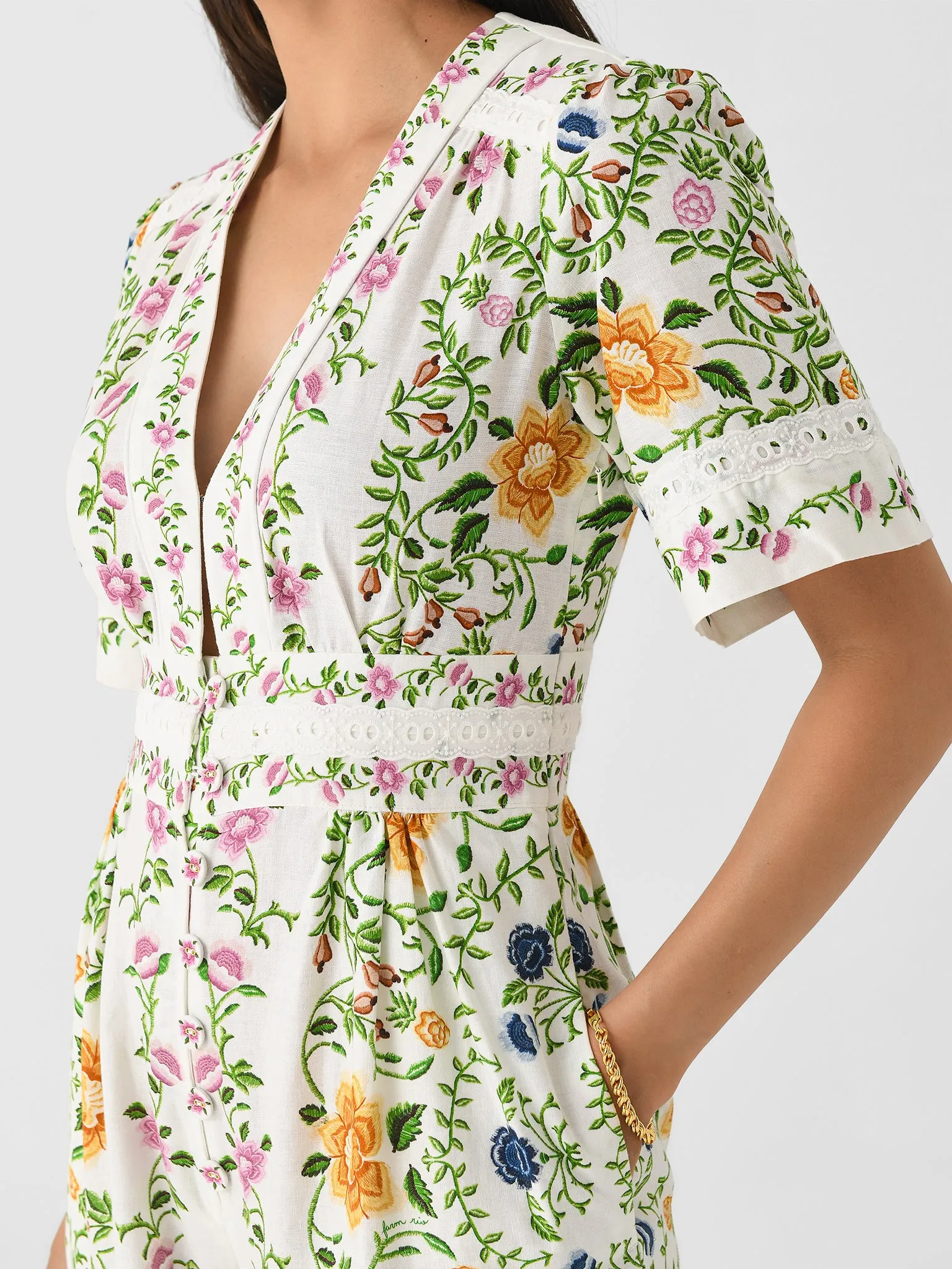 Farm Rio Women's Folk Floral Jumpsuit sold by Saint Bernard product image thumbnail 4