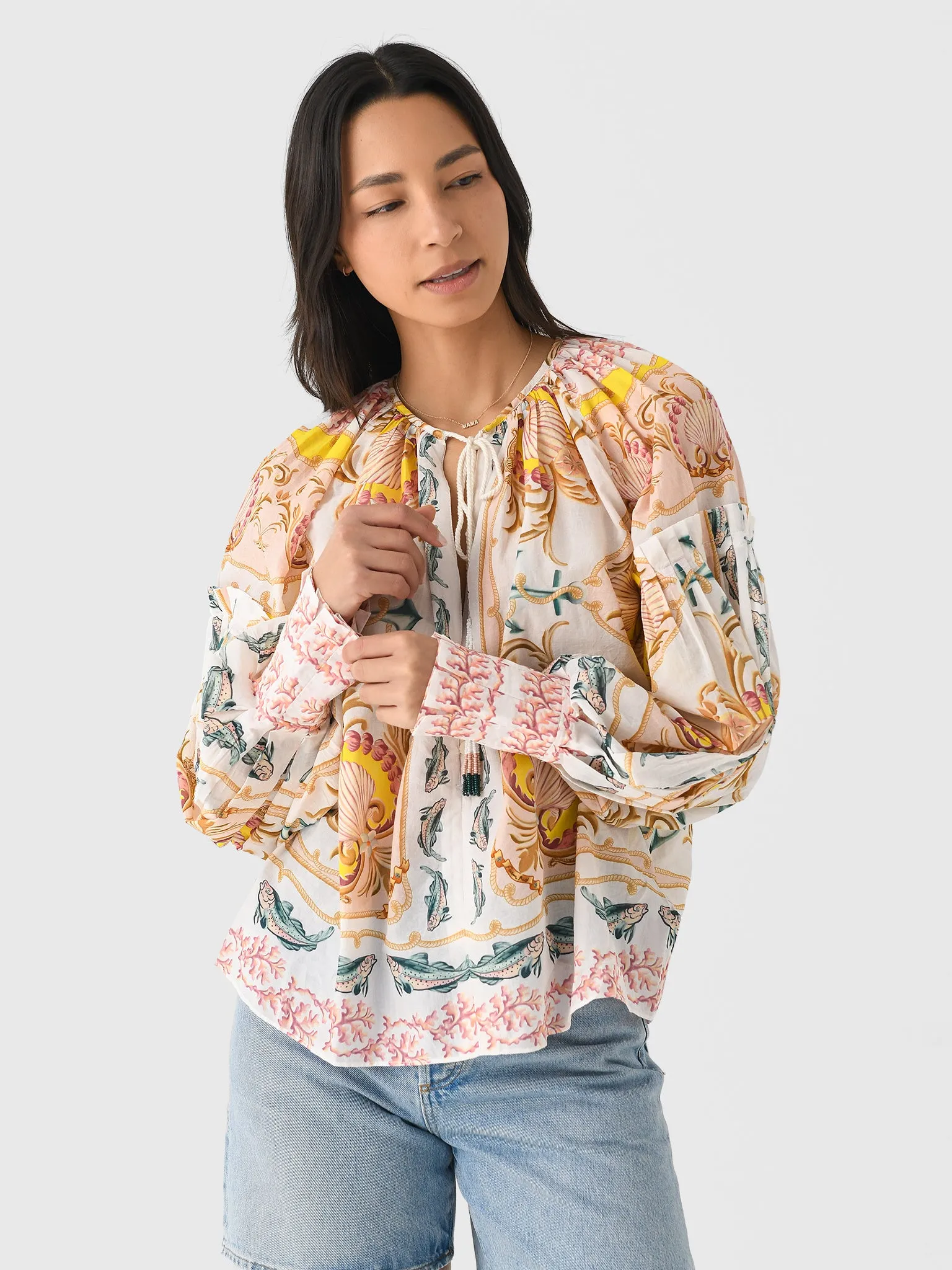 Farm Rio Women's Maritime Magic Blouse sold by Saint Bernard