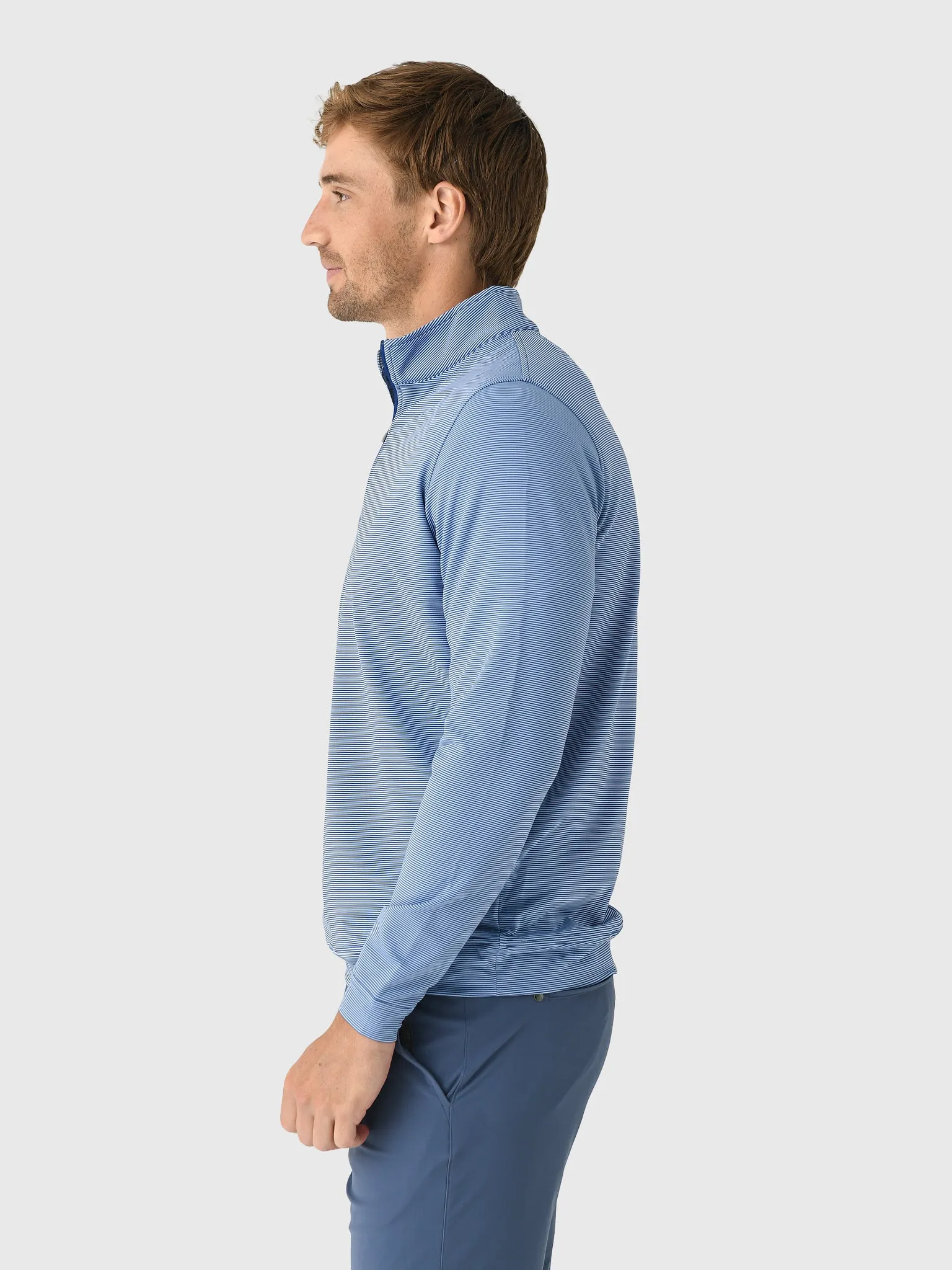 Peter Millar Crown Sport Men's Perth Sugar Stripe Performance Quarter-Zip sold by Saint Bernard product image thumbnail 3