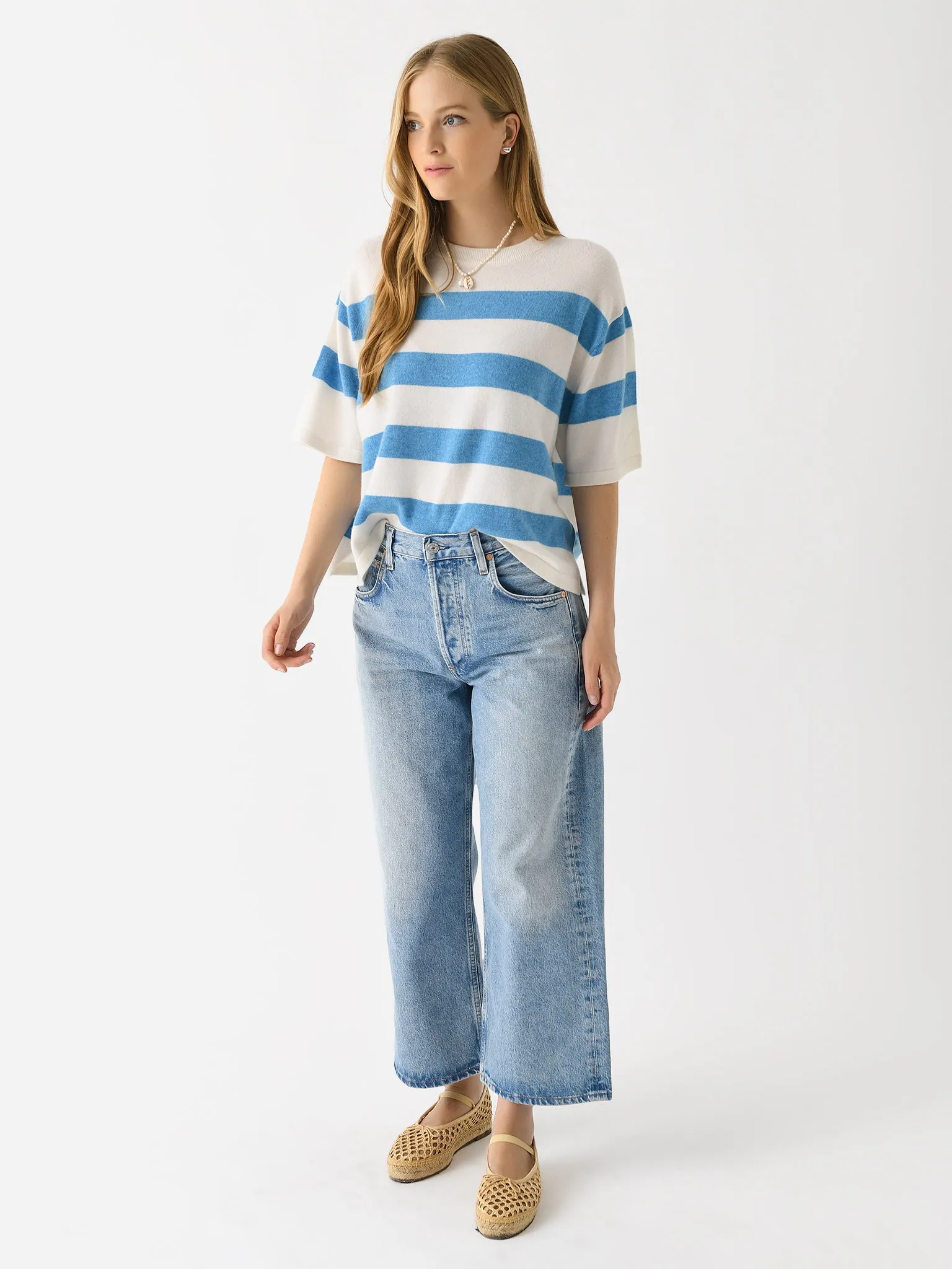 White + Warren Women's Cashmere Striped Easy Tee sold by Saint Bernard product image thumbnail 2