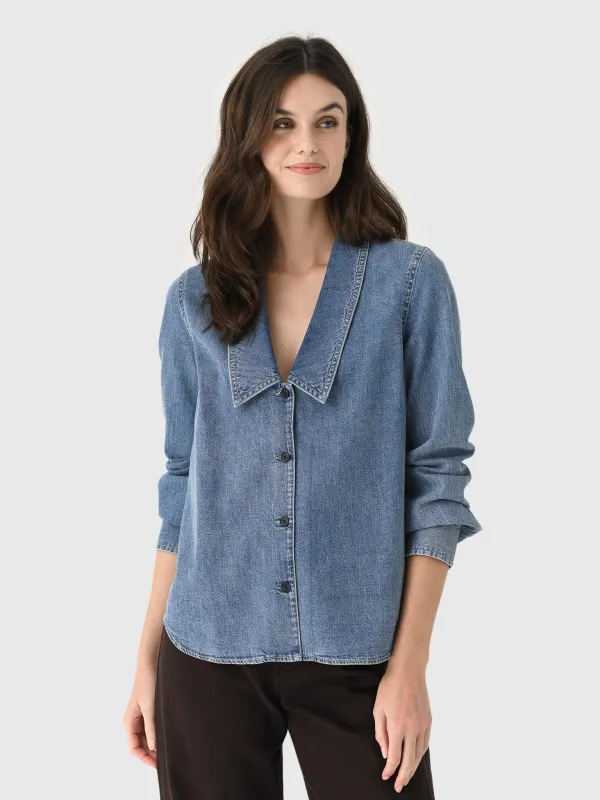 Frame Women's The Low Collar Shirt made by Frame Denim