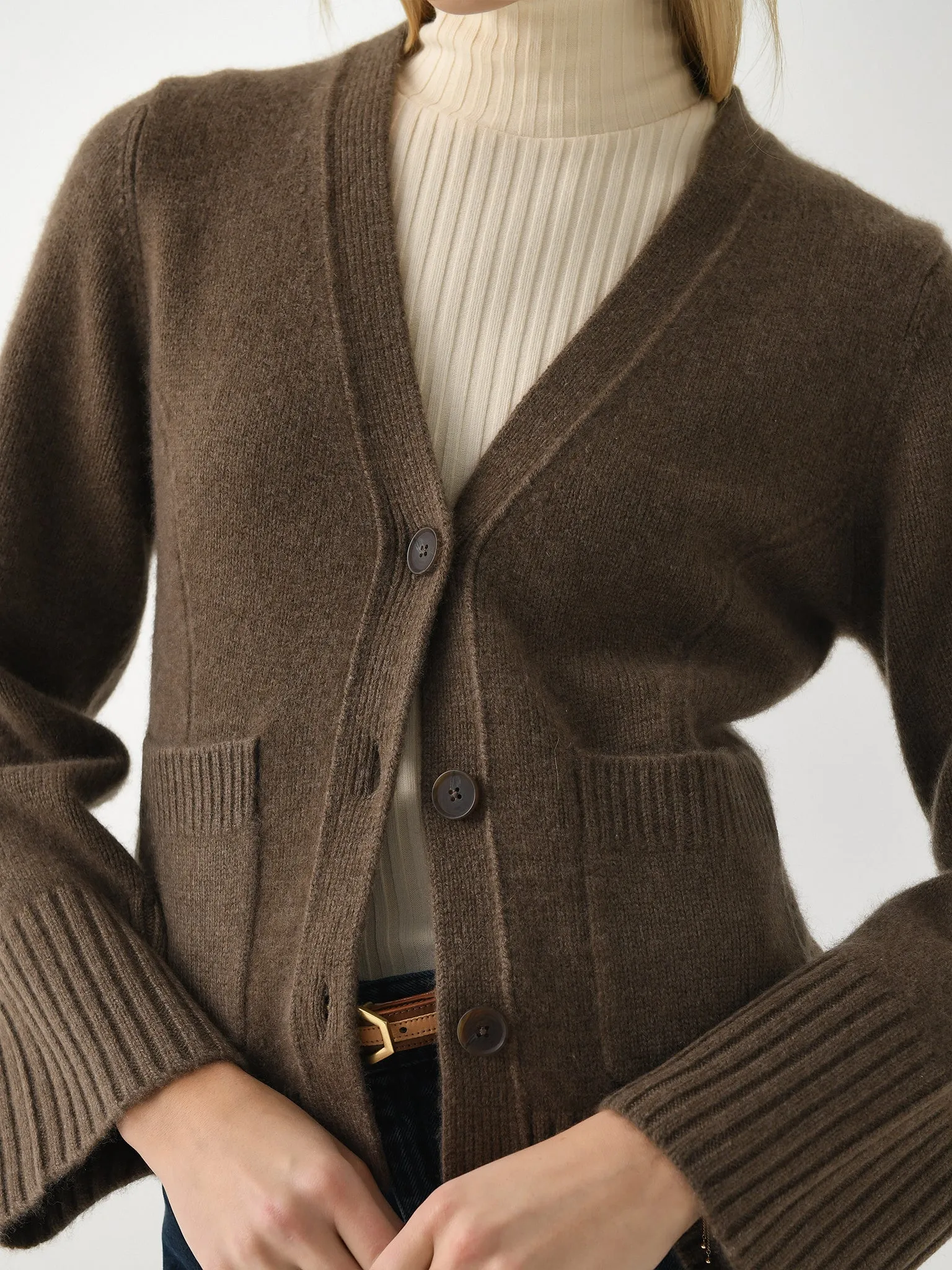 White + Warren Women's Cashmere Luxe Waisted Cardigan sold by Saint Bernard product image thumbnail 5