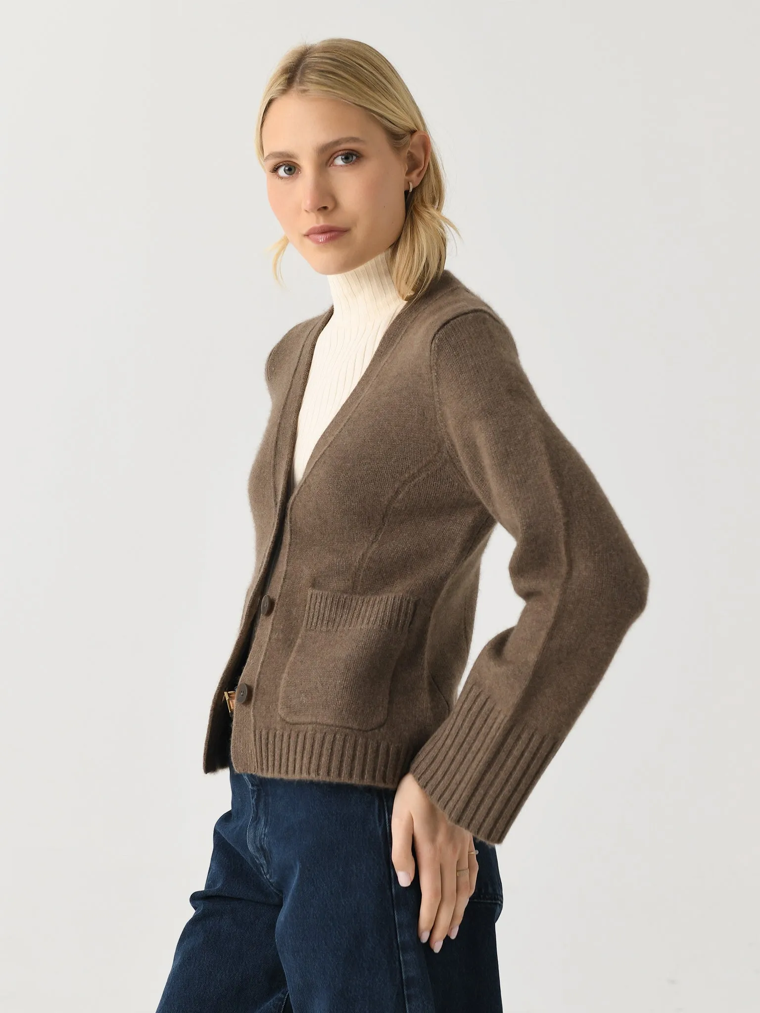 White + Warren Women's Cashmere Luxe Waisted Cardigan sold by Saint Bernard product image thumbnail 3