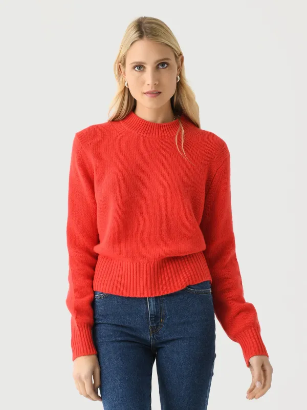 White + Warren Women's Cashmere Wide Rib Trim Crewneck sold by Saint Bernard