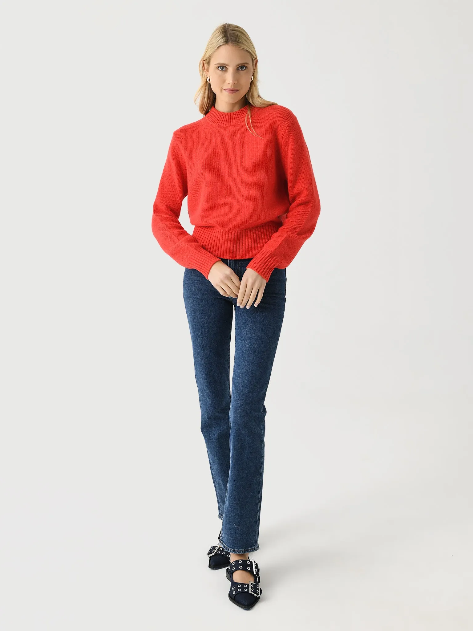 White + Warren Women's Cashmere Wide Rib Trim Crewneck sold by Saint Bernard product image thumbnail 2