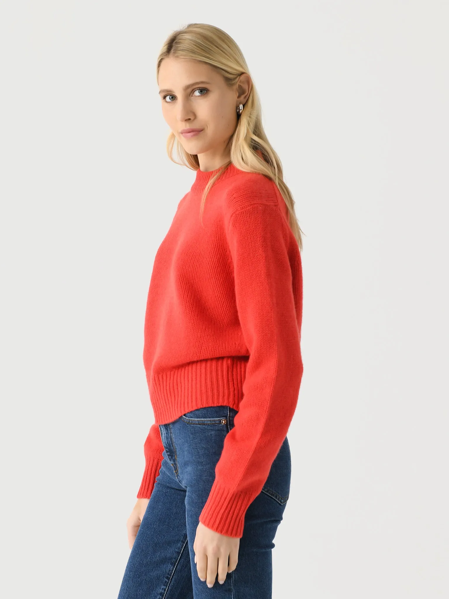 White + Warren Women's Cashmere Wide Rib Trim Crewneck sold by Saint Bernard product image thumbnail 3