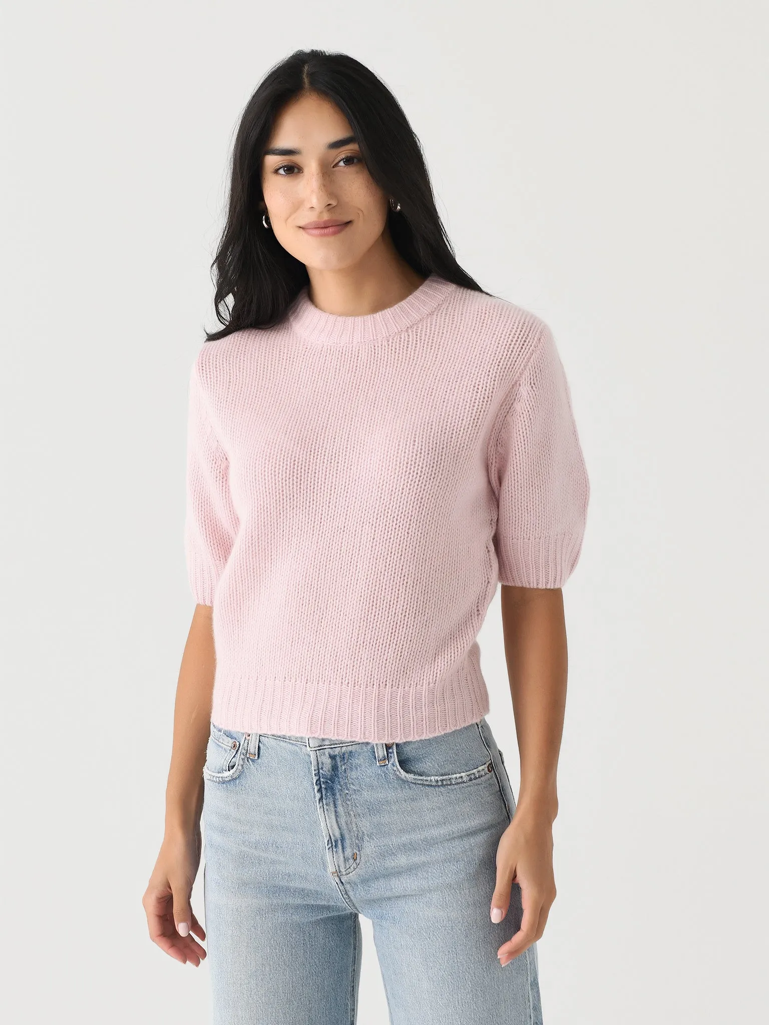 White + Warren Women's Cashmere Puff Sleeve Crewneck sold by Saint Bernard