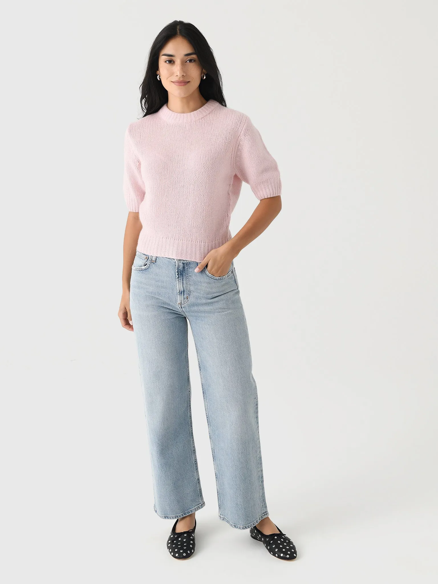 White + Warren Women's Cashmere Puff Sleeve Crewneck sold by Saint Bernard product image thumbnail 2