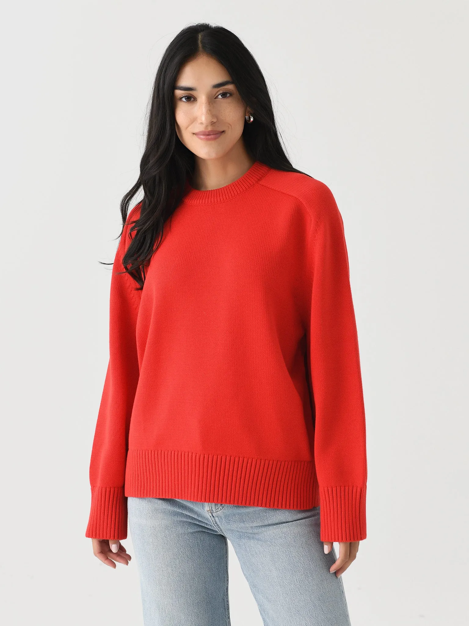 White + Warren Women's Organic Cotton Saddle Sleeve Crewneck sold by Saint Bernard