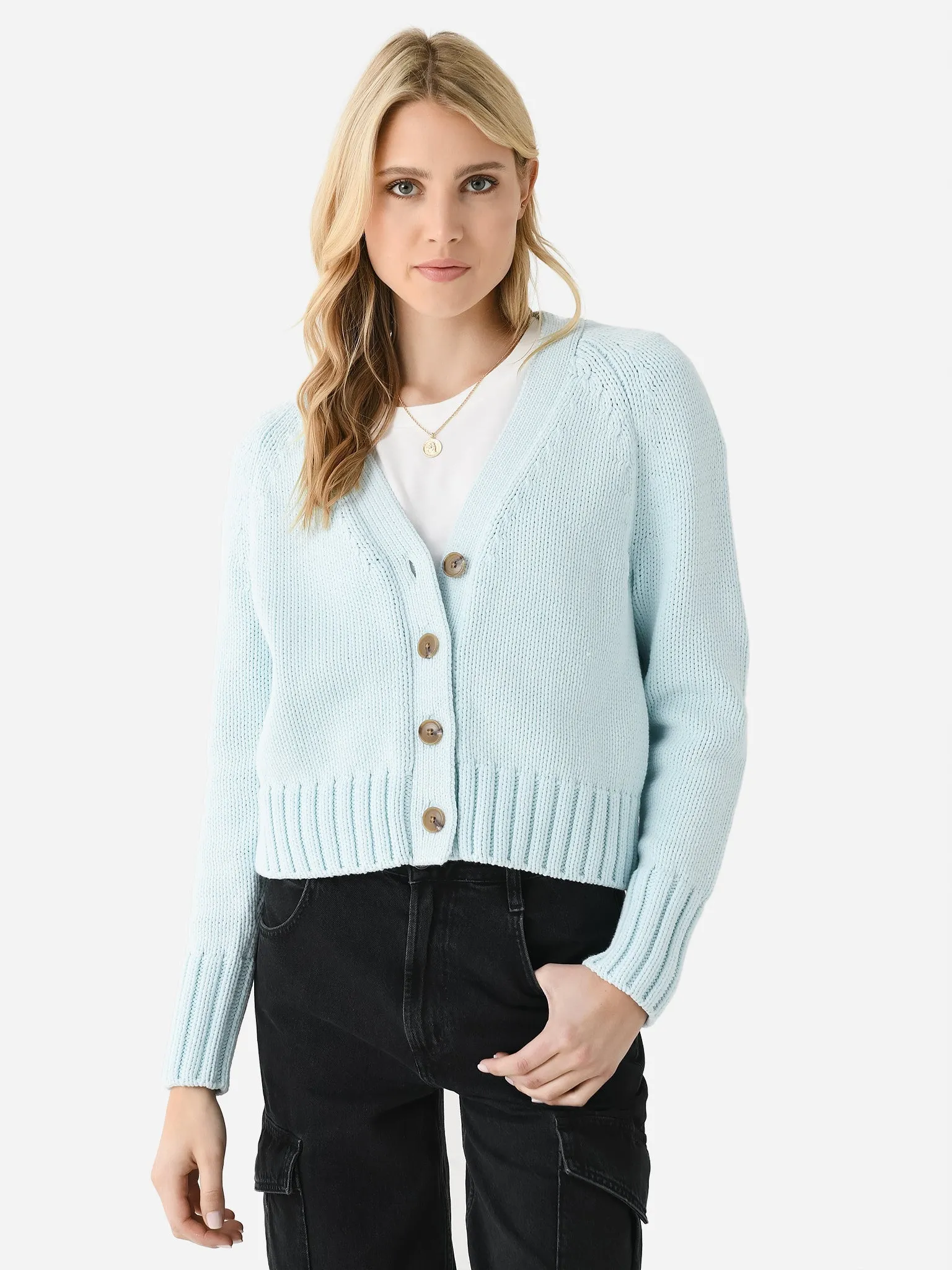 White + Warren Women's Cotton Rope Button Cardigan sold by Saint Bernard product image thumbnail 3