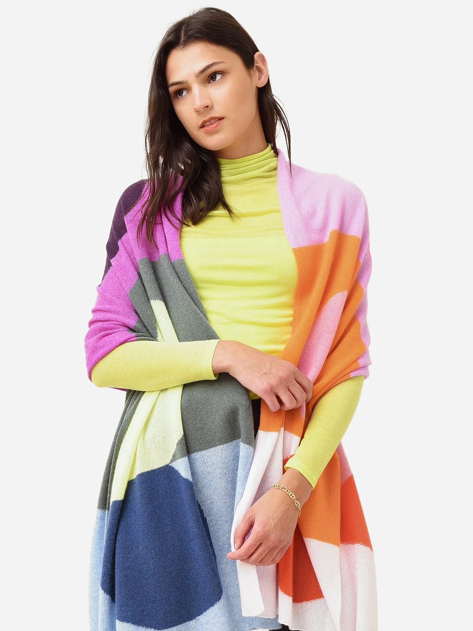 White + Warren Women's Cashmere Colorblock Heart Scarf sold by Saint Bernard