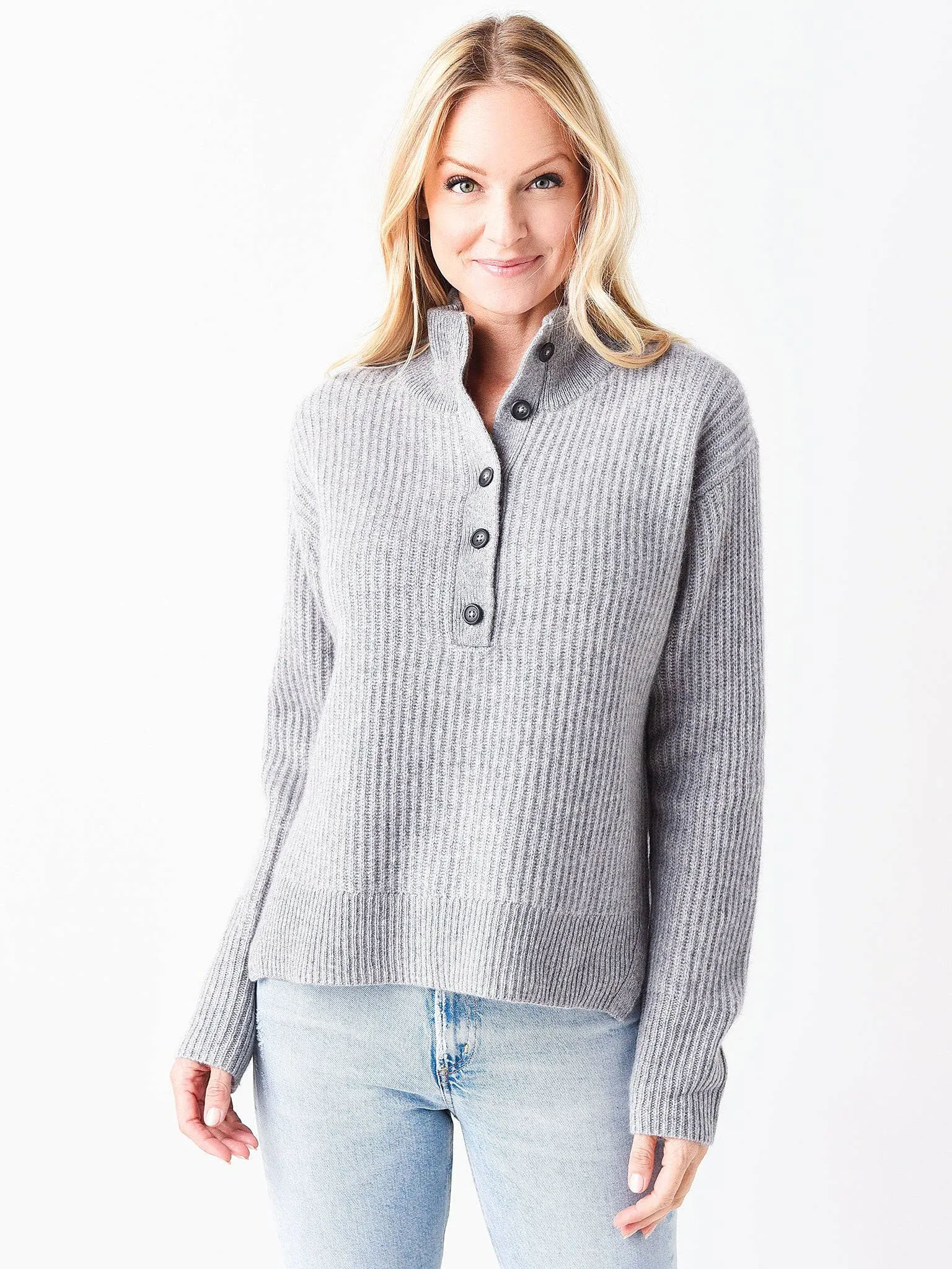 White + Warren Women's Stand Neck Cashmere Sweater sold by Saint Bernard