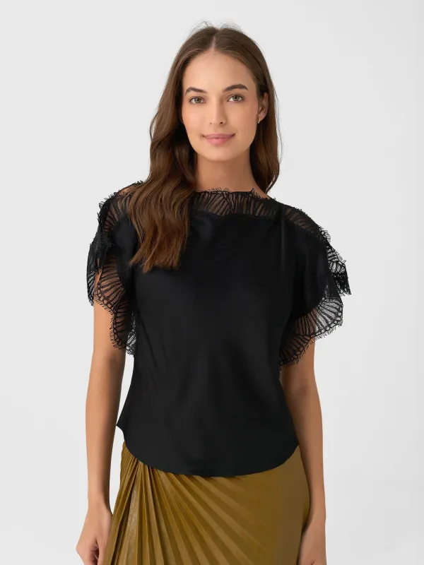 ALC Women's Luna Fluid Viscose Lace Top sold by Saint Bernard