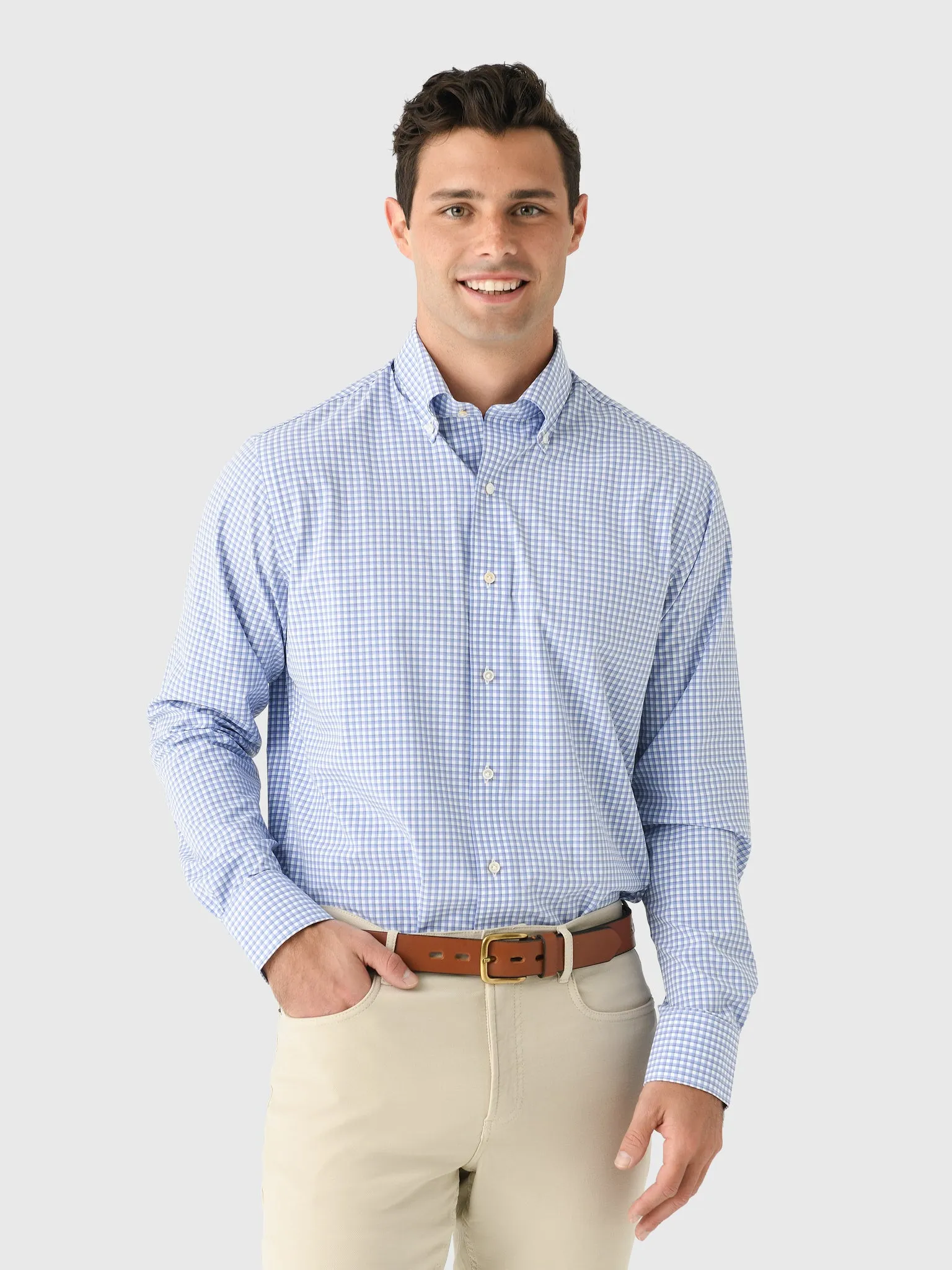Peter Millar Crown Crafted Men's Mitchell Performance Poplin Sport Shirt sold by Saint Bernard